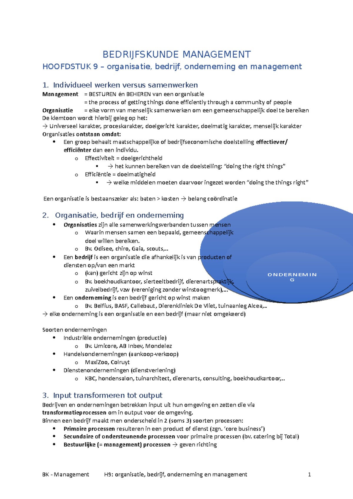 Bedrijfskunde Management - ORGANISATIEORGANISATIE BEDRIJF BEDRIJF ...