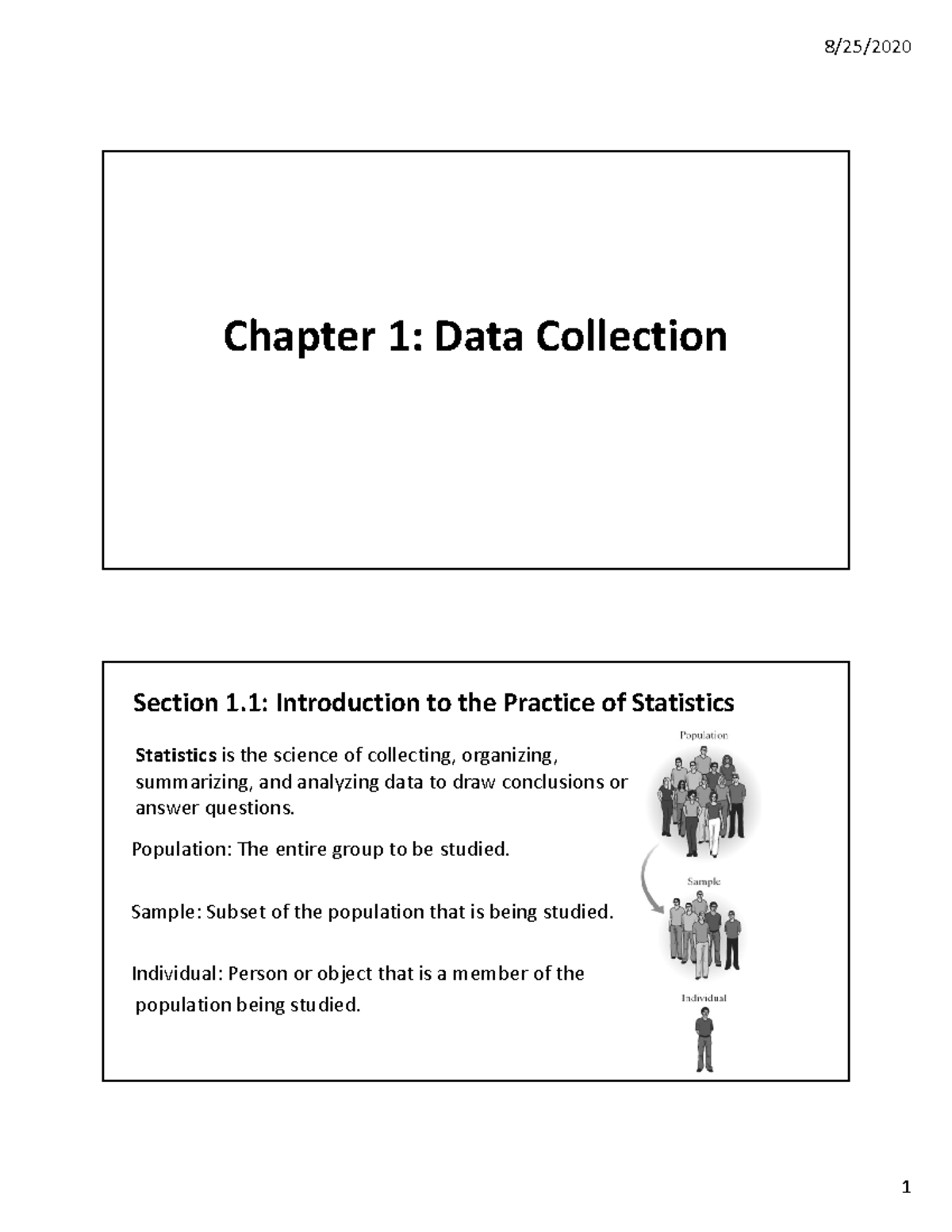 Chapter 1.1 and 1 - Chapter 1: Data Collection Population: The entire ...