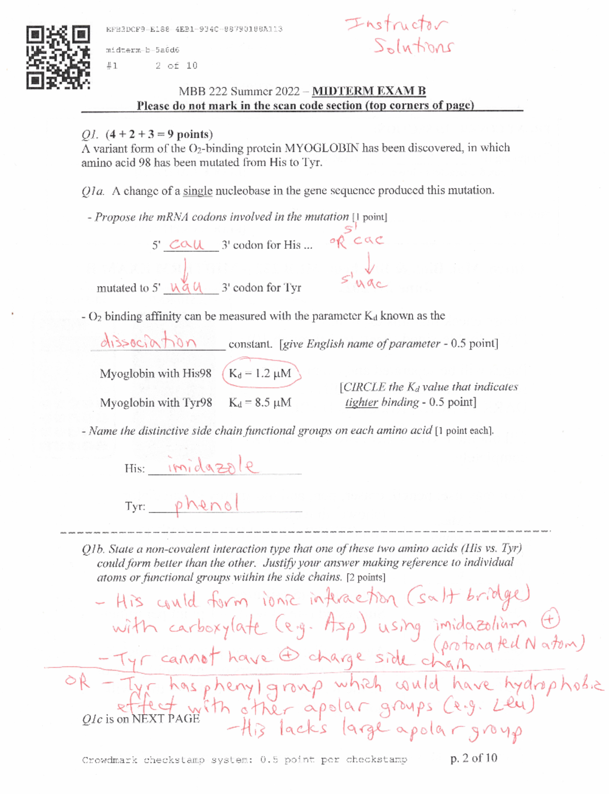 Midterm B-Solutions - Mbb 222 - Studocu