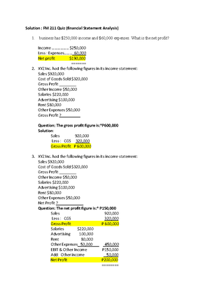 Revised Financial Statement Analysis - Example 14 (Comprehensive): The ...