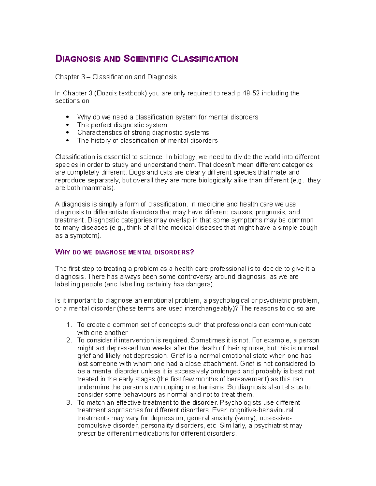 Diagnosis - Lecture Notes 1 - DIAGNOSIS AND SCIENTIFIC CLASSIFICATION ...