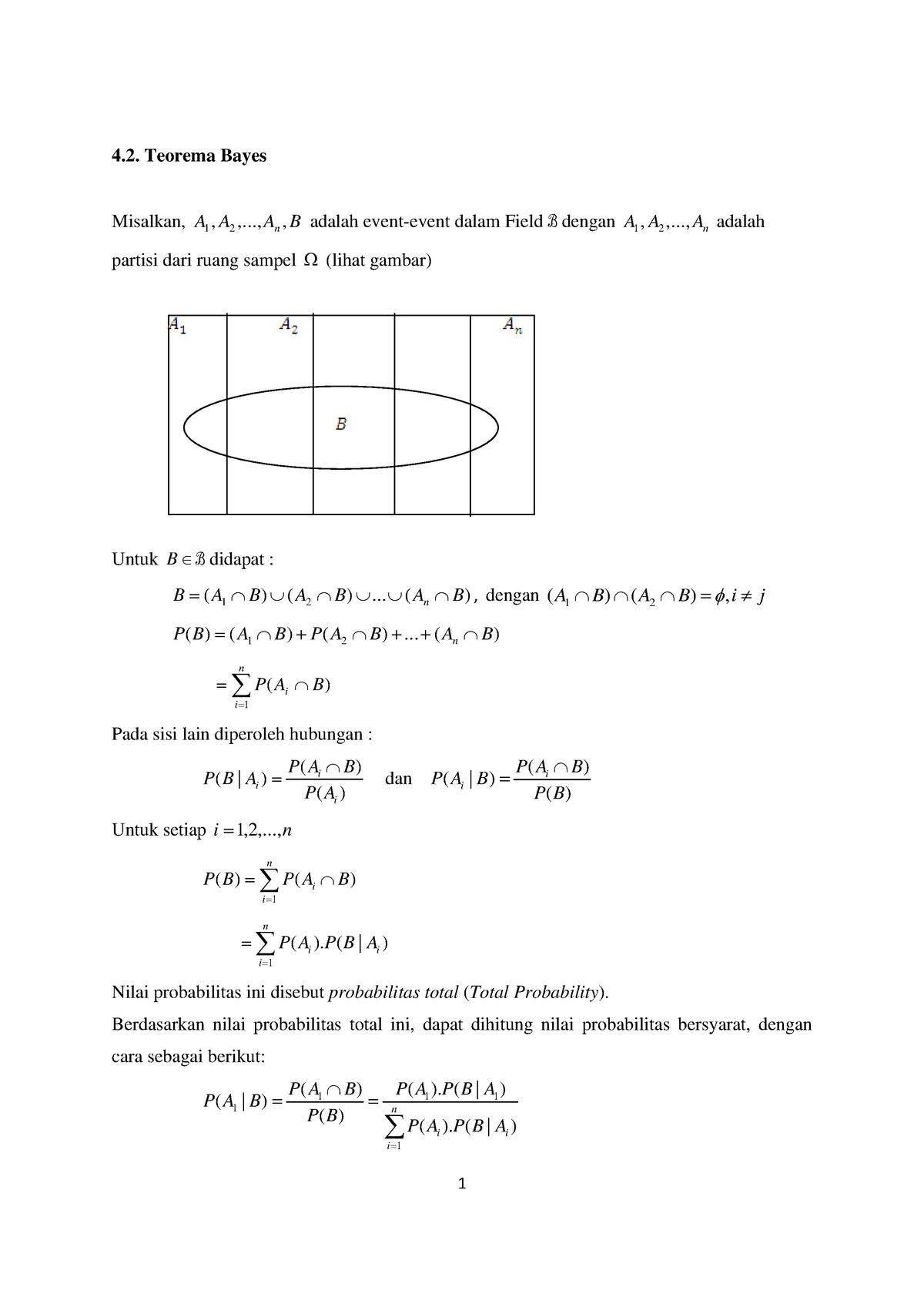 BAB IV - Teorema Bayes BAGIAN 2 - Teorema Bayes Misalkan,A 1 , A 2 ...