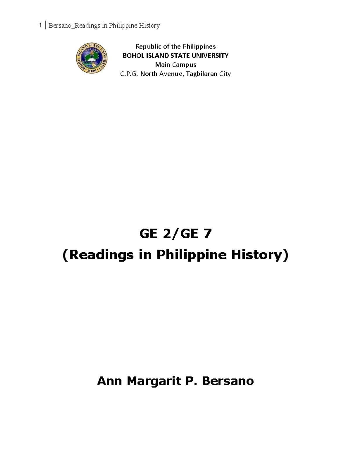Readings in Philippine History (1) 072424 Republic of the Philippines
