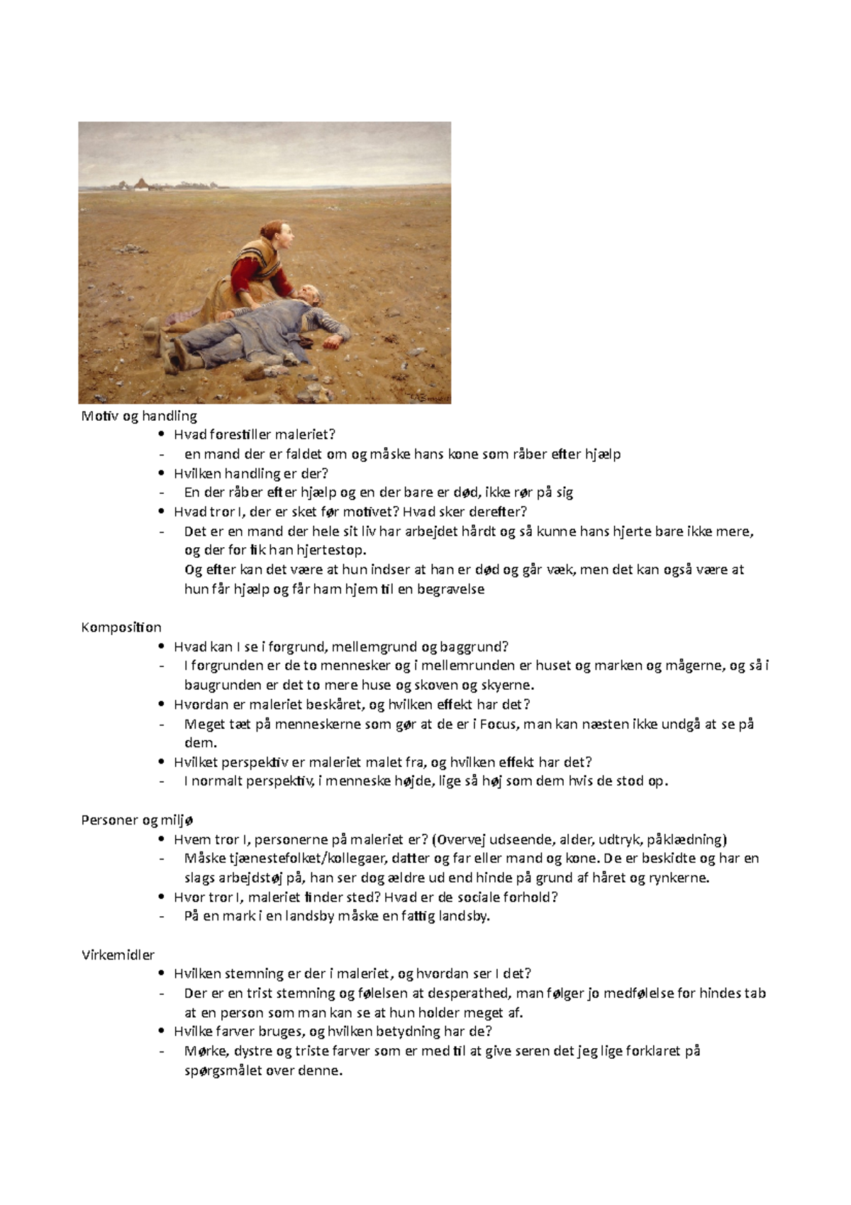 Bildet analyse liv og død - Motiv og handling Hvad forestiller maleriet ...