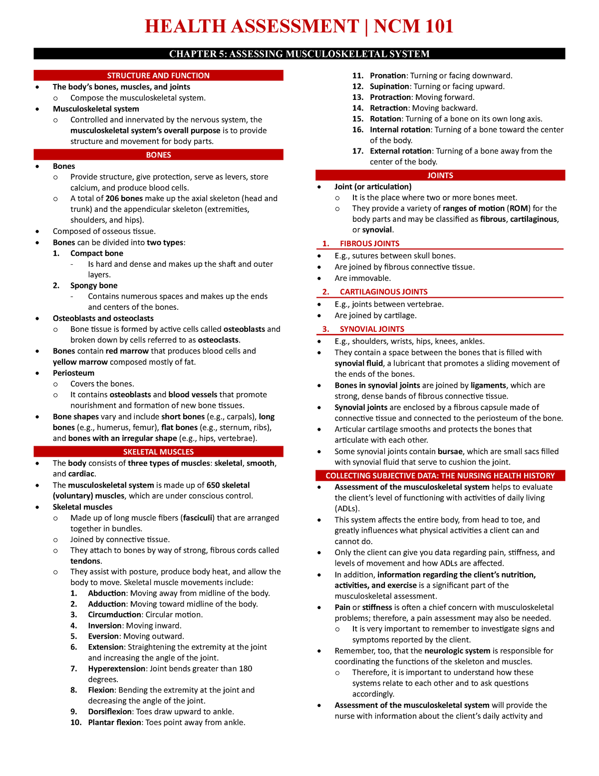 Assessing-Musculoskeletal-System - CHAPTER 5: ASSESSING MUSCULOSKELETAL ...