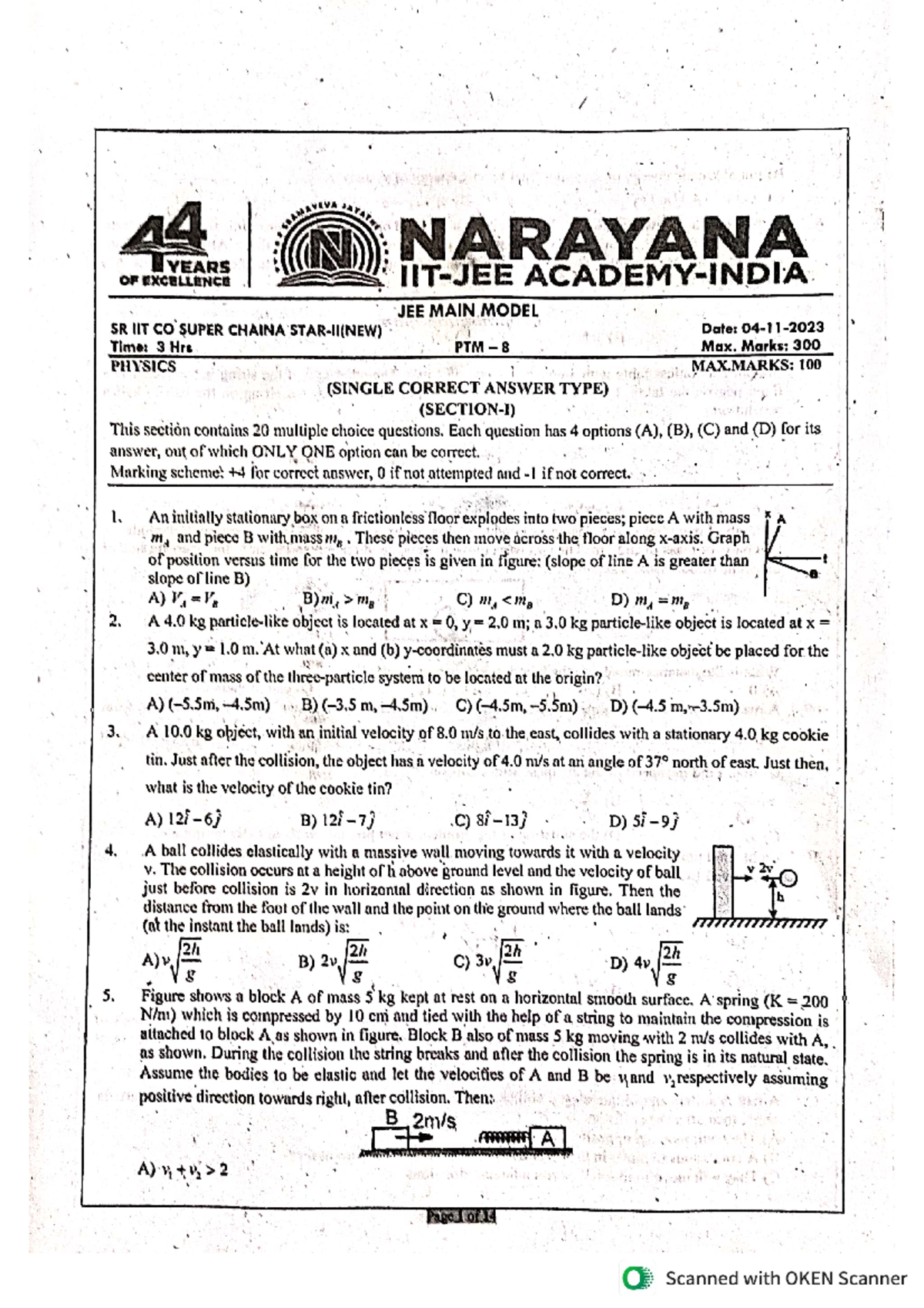 New Doc 11-04-2023 07 - Narayana College's IIT JEE Mains QP and ...