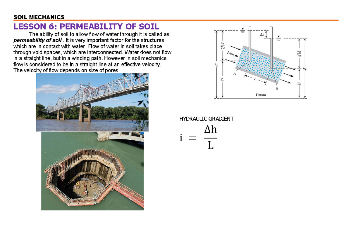 Permeability-OF-SOIL - LESSON 6: PERMEABILITY OF SOIL The ability of ...