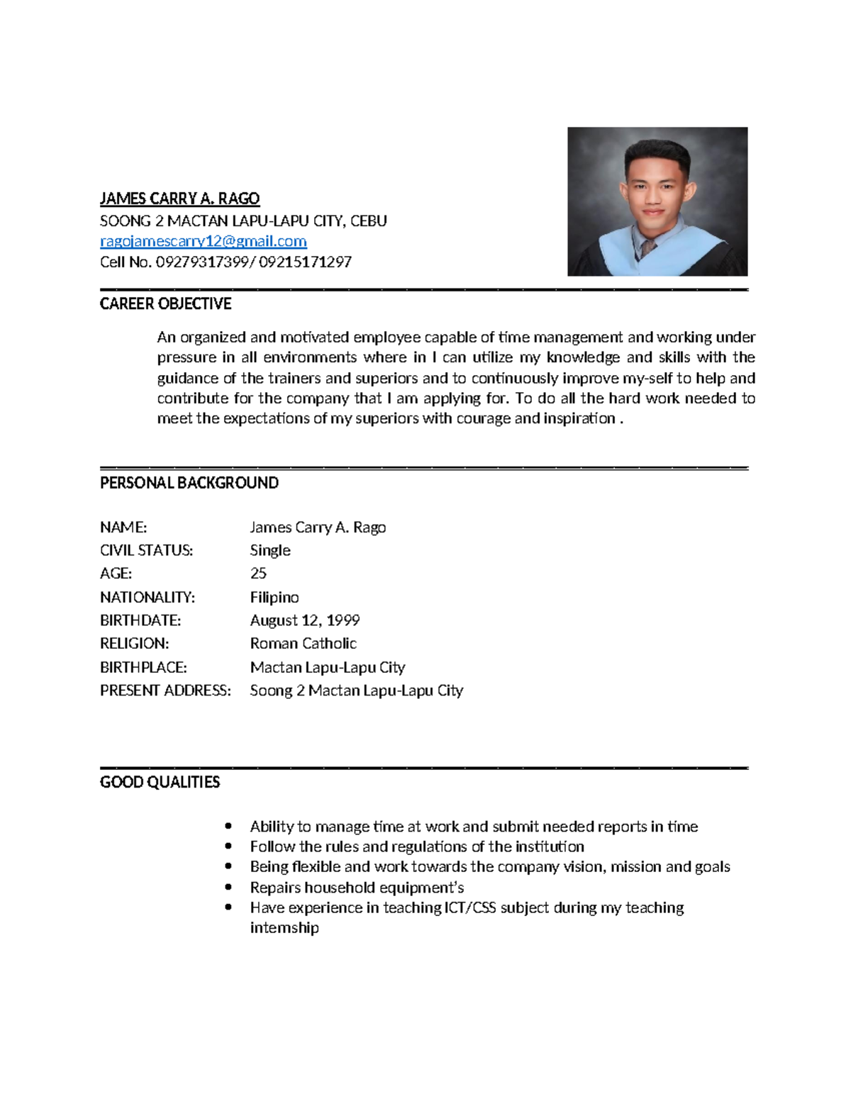 Resume - This will help the students to formulate questions about ...