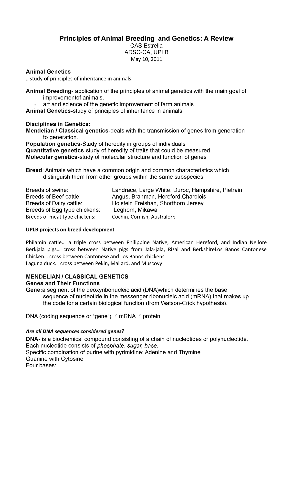 P Rinciple OF Animal Breeding - Principles of Animal Breeding and