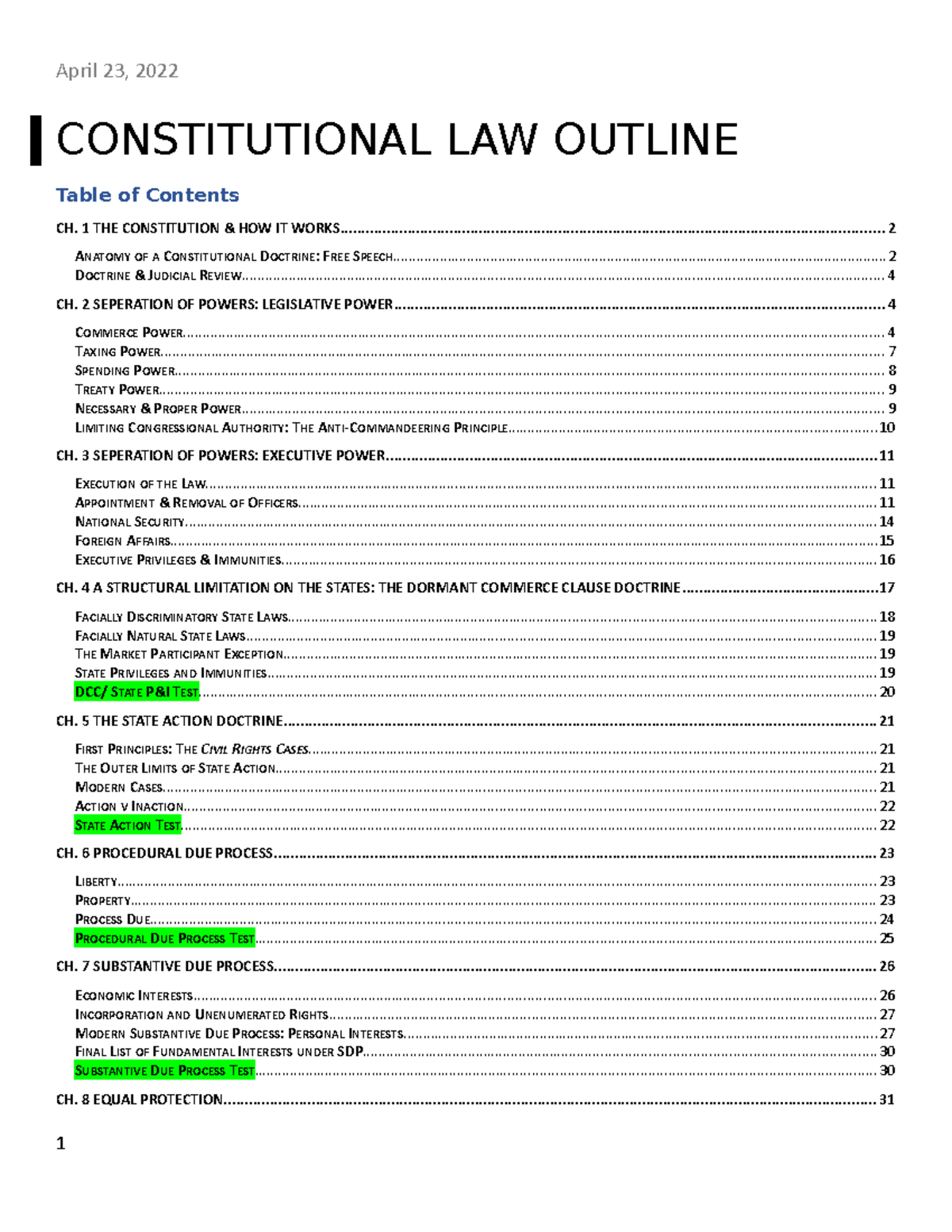 constitutional law essay outline