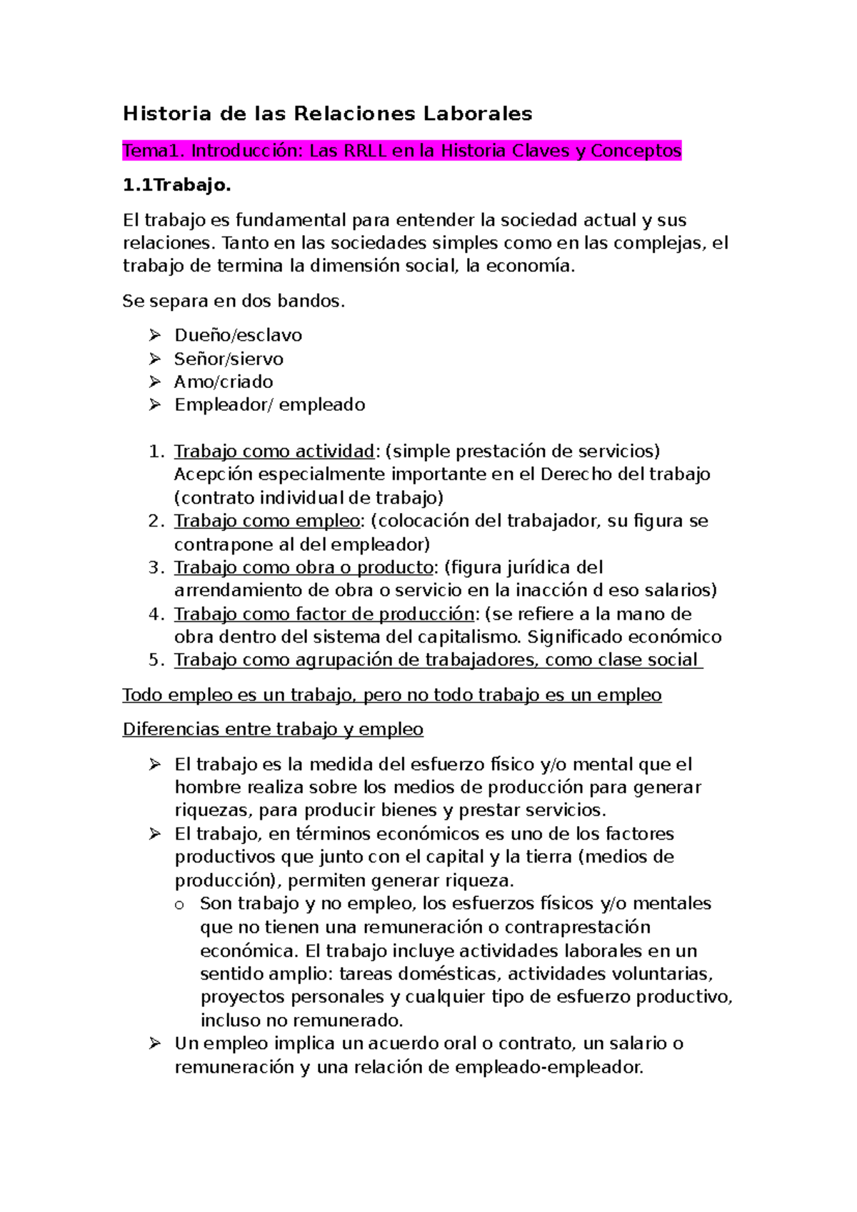 Tema 1. Historia RRHH - Historia de las Relaciones Laborales Tema1 ...