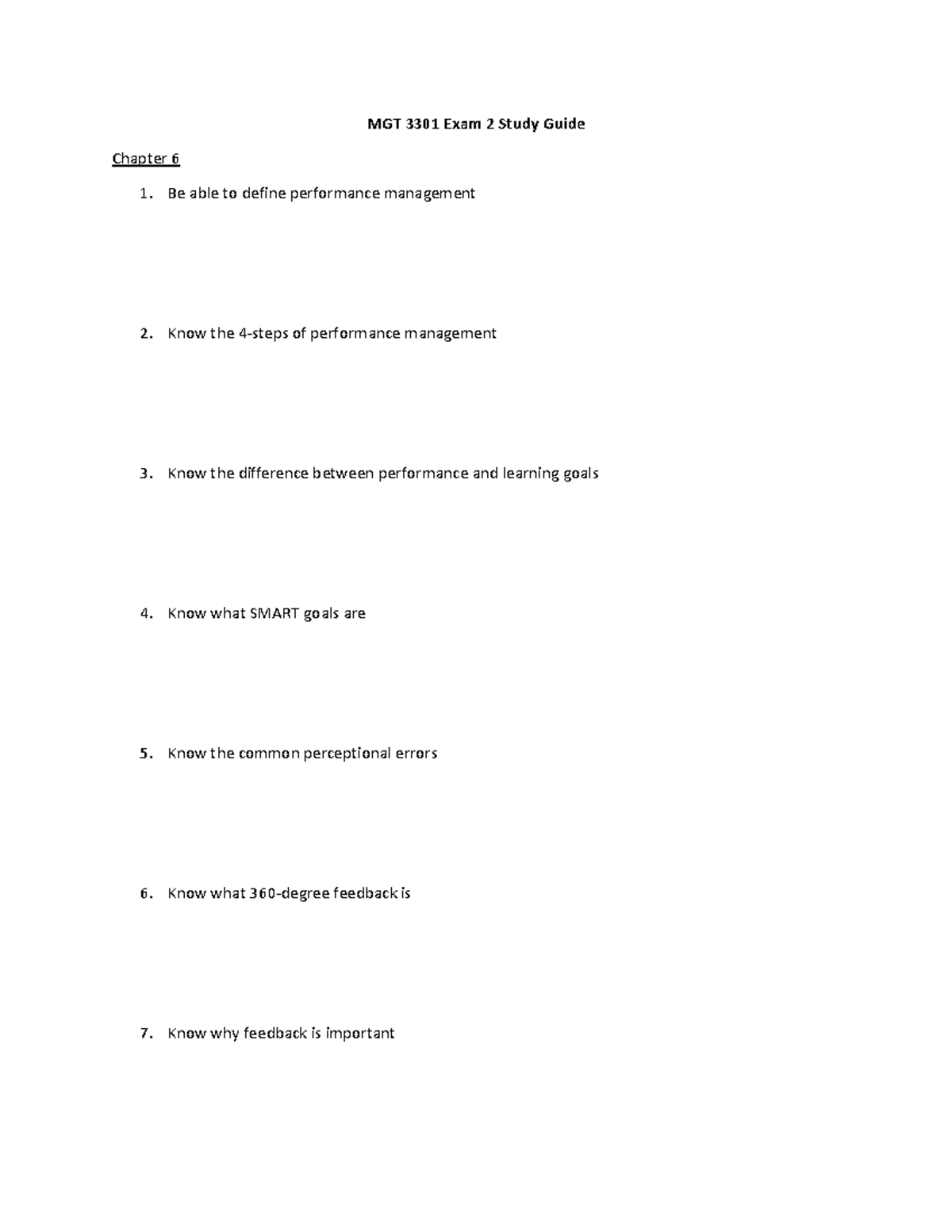 MGT 3301 Exam 2 Study Guide - MGT 3301 Exam 2 Study Guide Chapter 6 Be ...