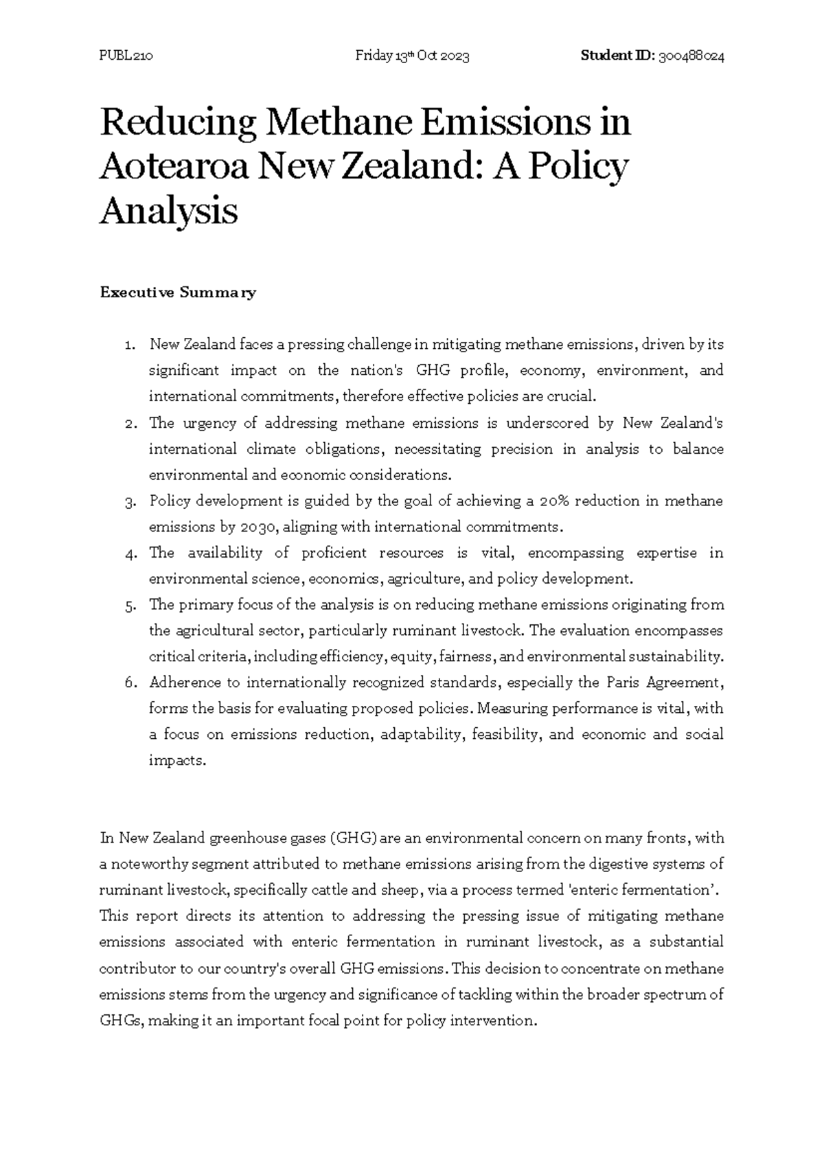 Assignment 2 - Research report - Reducing Methane Emissions in Aotearoa ...