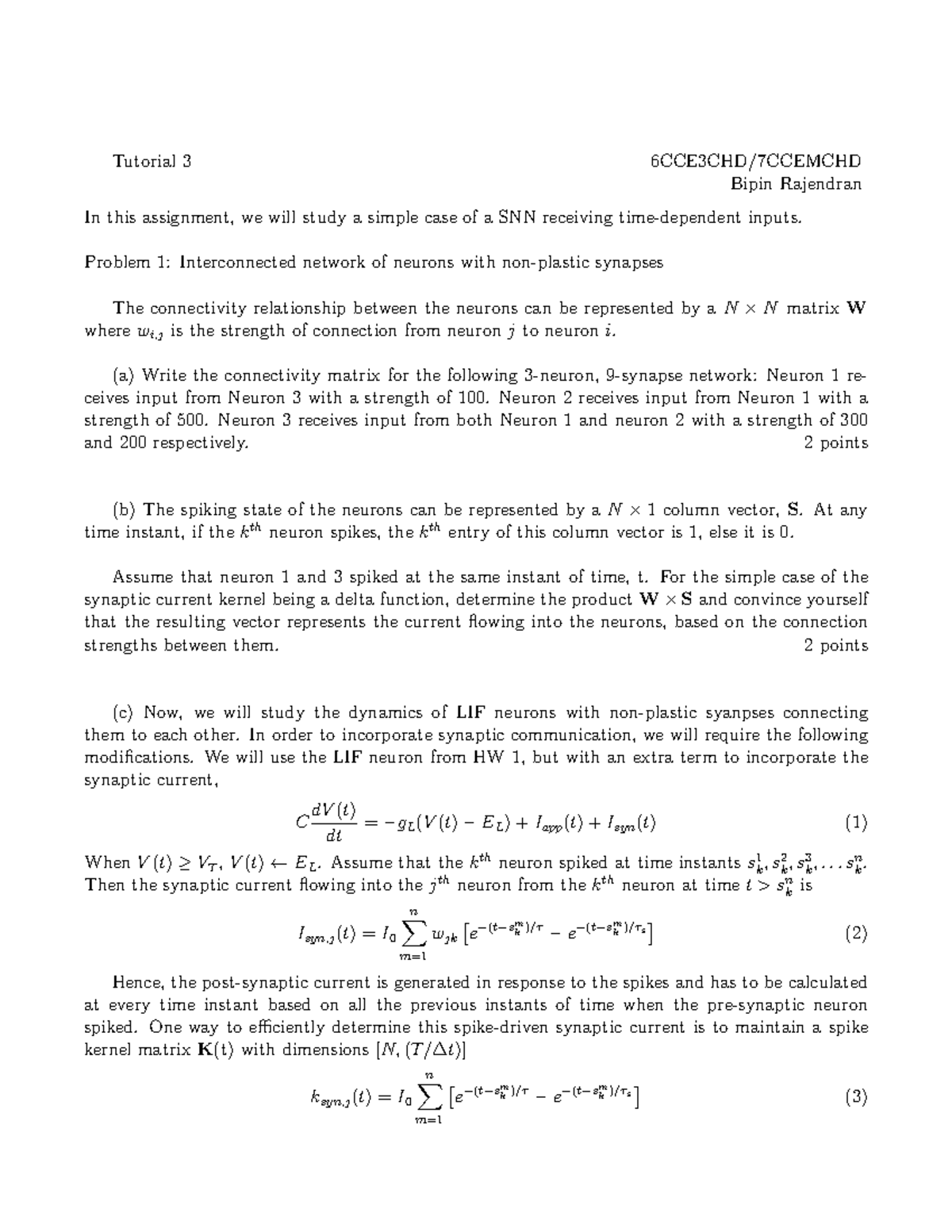 Tutorial 3 by lecturer prepare - Tutorial 3 6CCE3CHD/7CCEMCHD Bipin ...