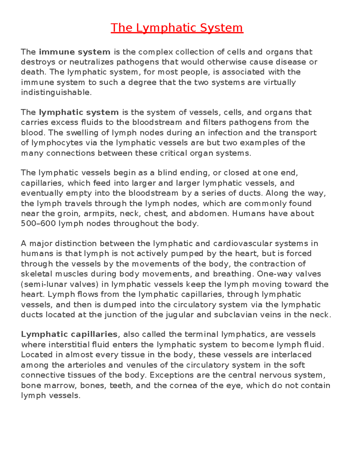 The Lymphatic System - The lymphatic system, for most people, is ...