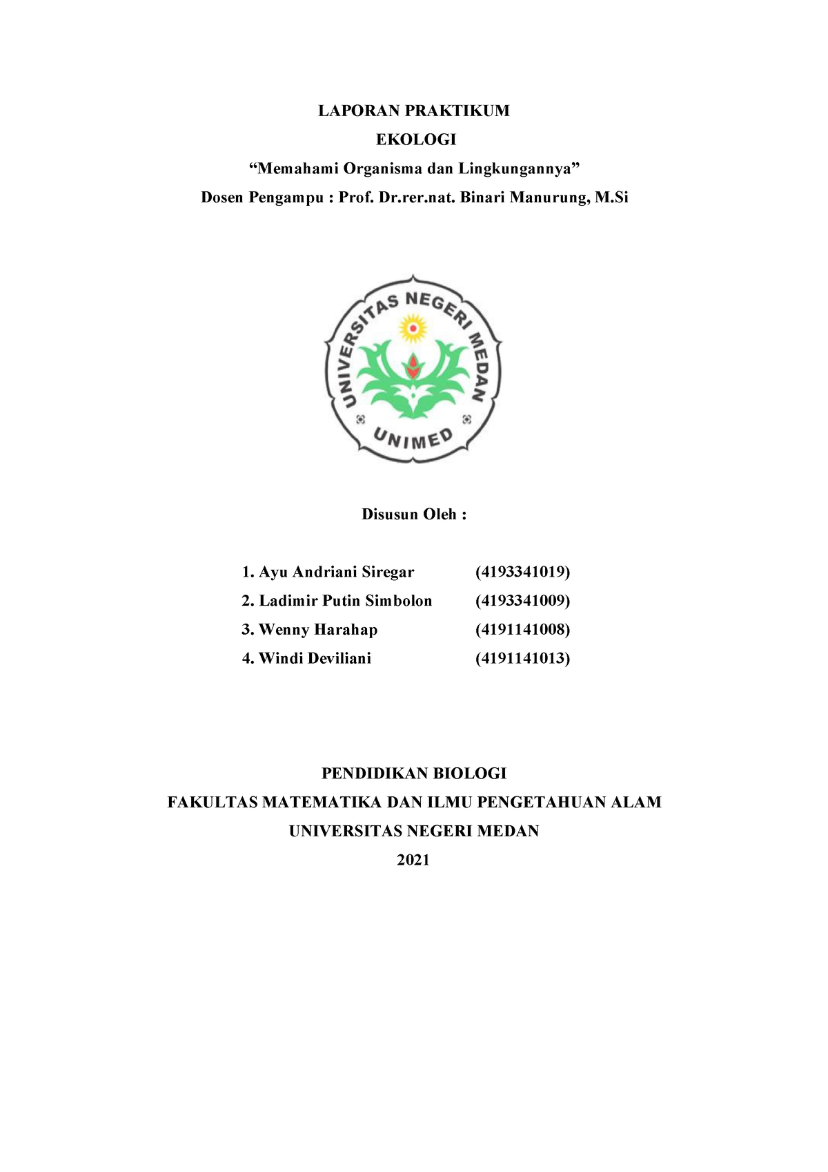 Laporan Praktikum Ekologi PSPB 19 B - LAPORAN PRAKTIKUM EKOLOGI ...