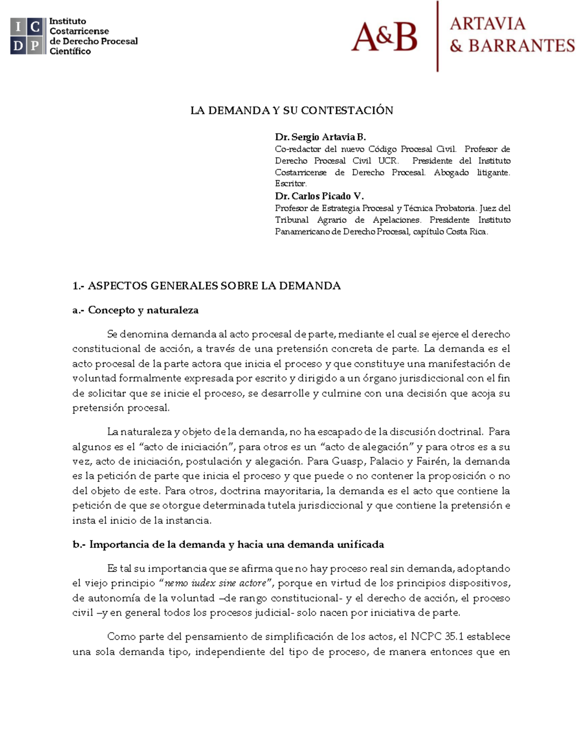 La Demanda Contestacion.pdf Lectura - LA DEMANDA Y SU CONTESTACIÓN Dr ...