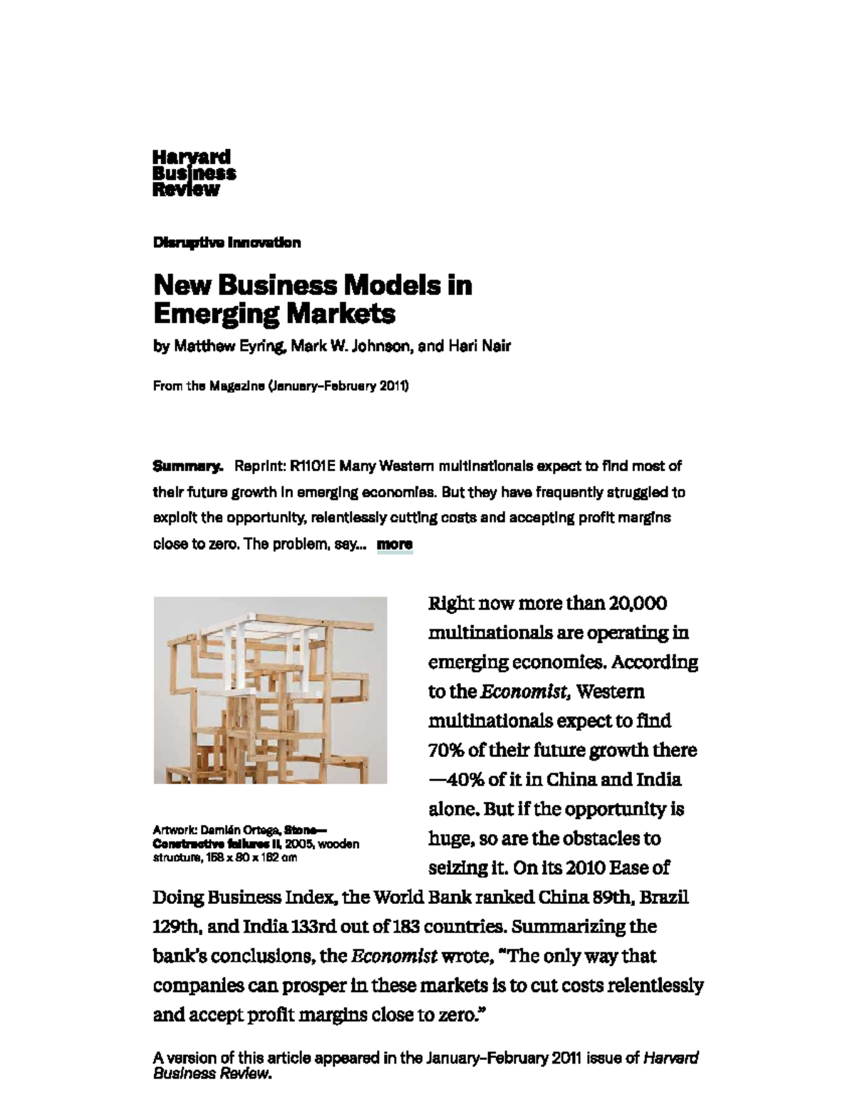 New Business Models in Emerging Markets - DBP44 - Studocu