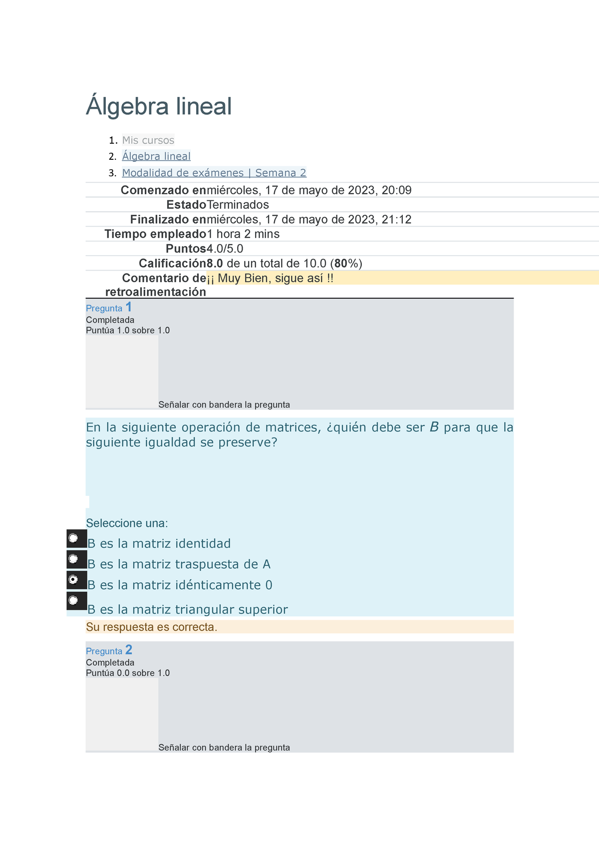 EX2 - Examen Semana 2 Algebra Lineal - Álgebra Lineal Mis Cursos ...