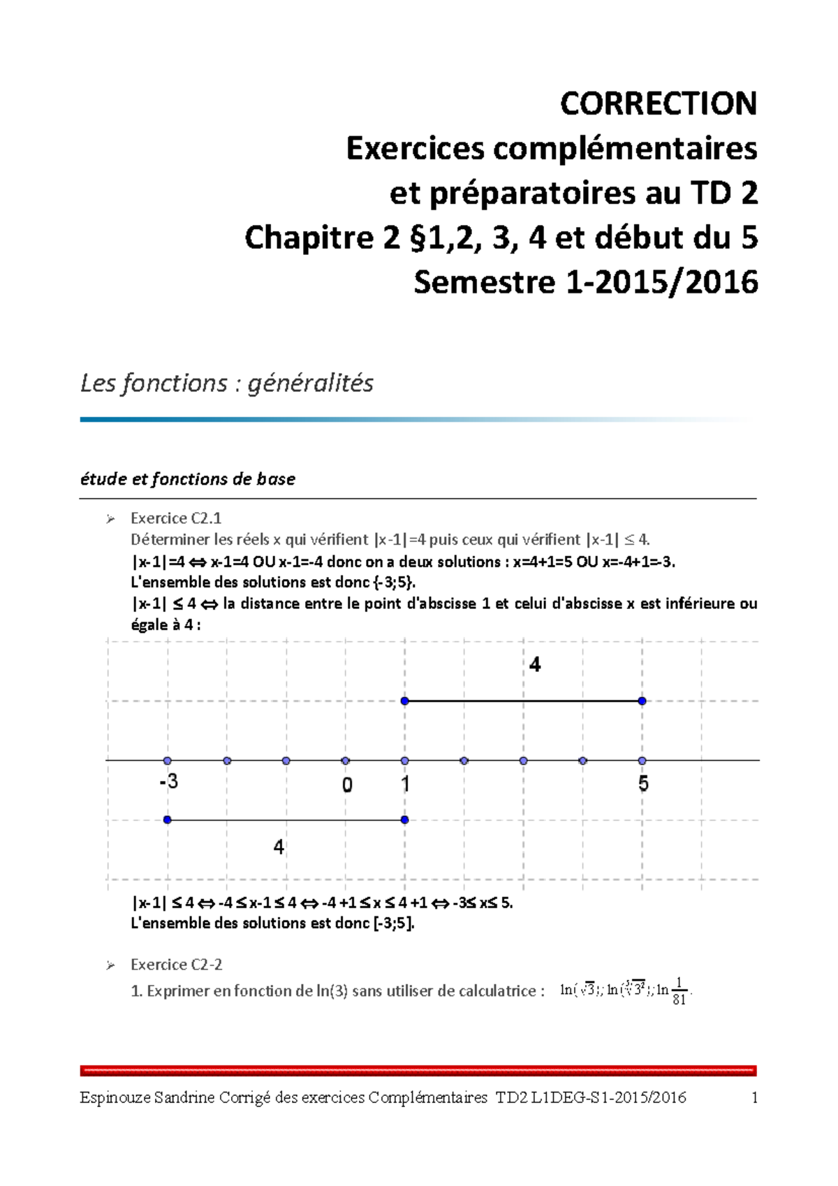 Corrige Ex Complementaires 2S12015 2016 - CORRECTION Exercices et au TD ...