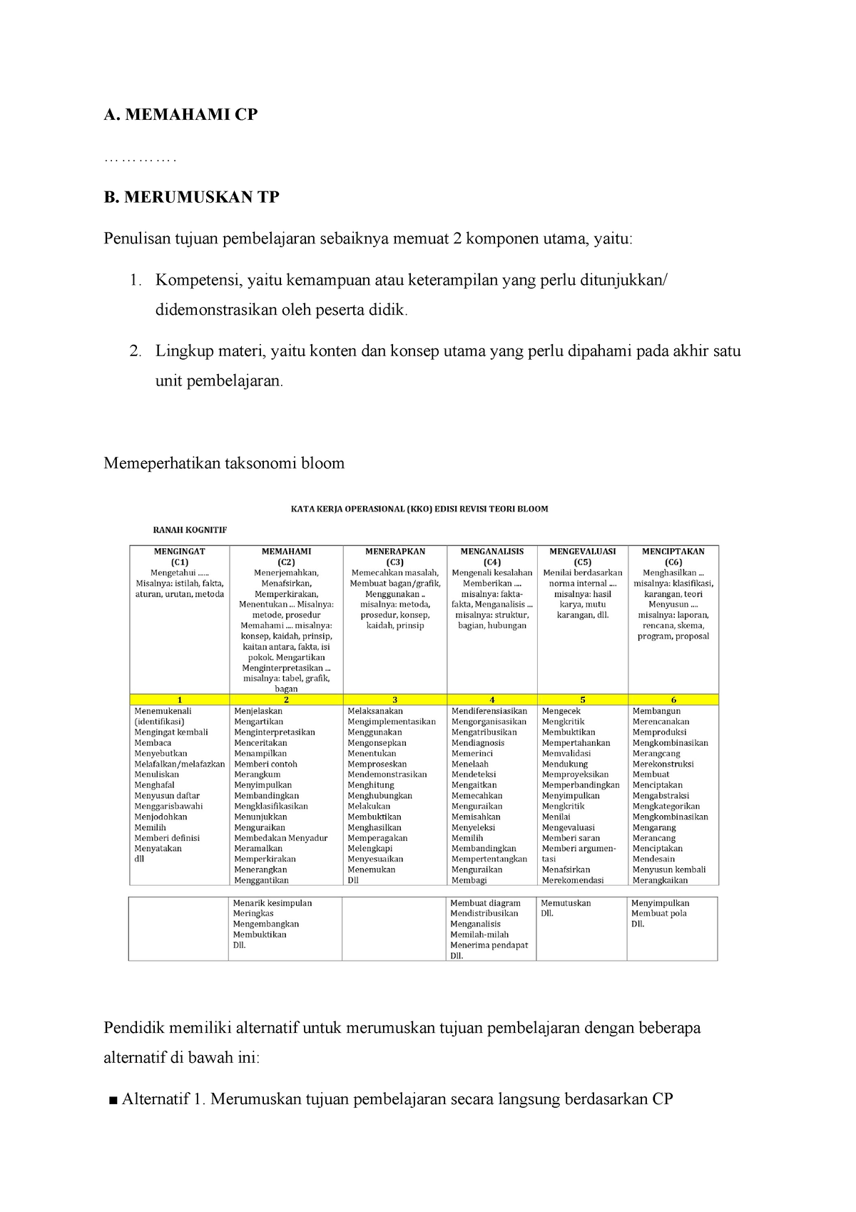 Menjelaskan Contoh Perumusan TP - A. MEMAHAMI CP ............. B ...