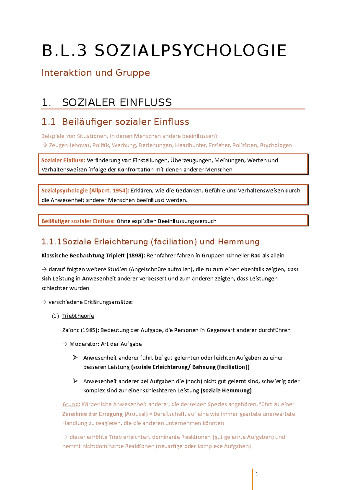 Sozialpsychologie II Interaktion Und Gruppe Zusammenfassung - B.L ...