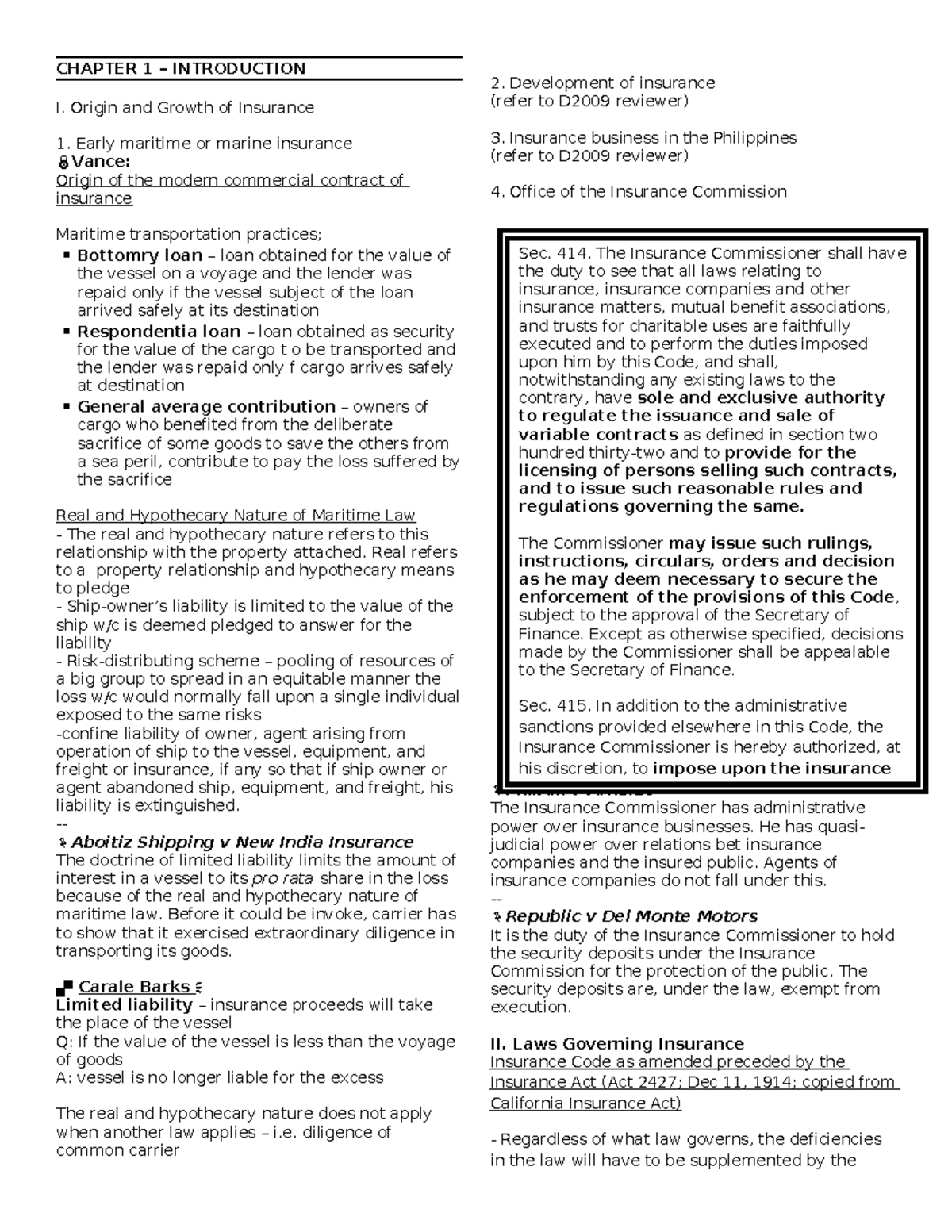 50381884- Insurance-reviewer - CHAPTER 1 – INTRODUCTION I. Origin and ...