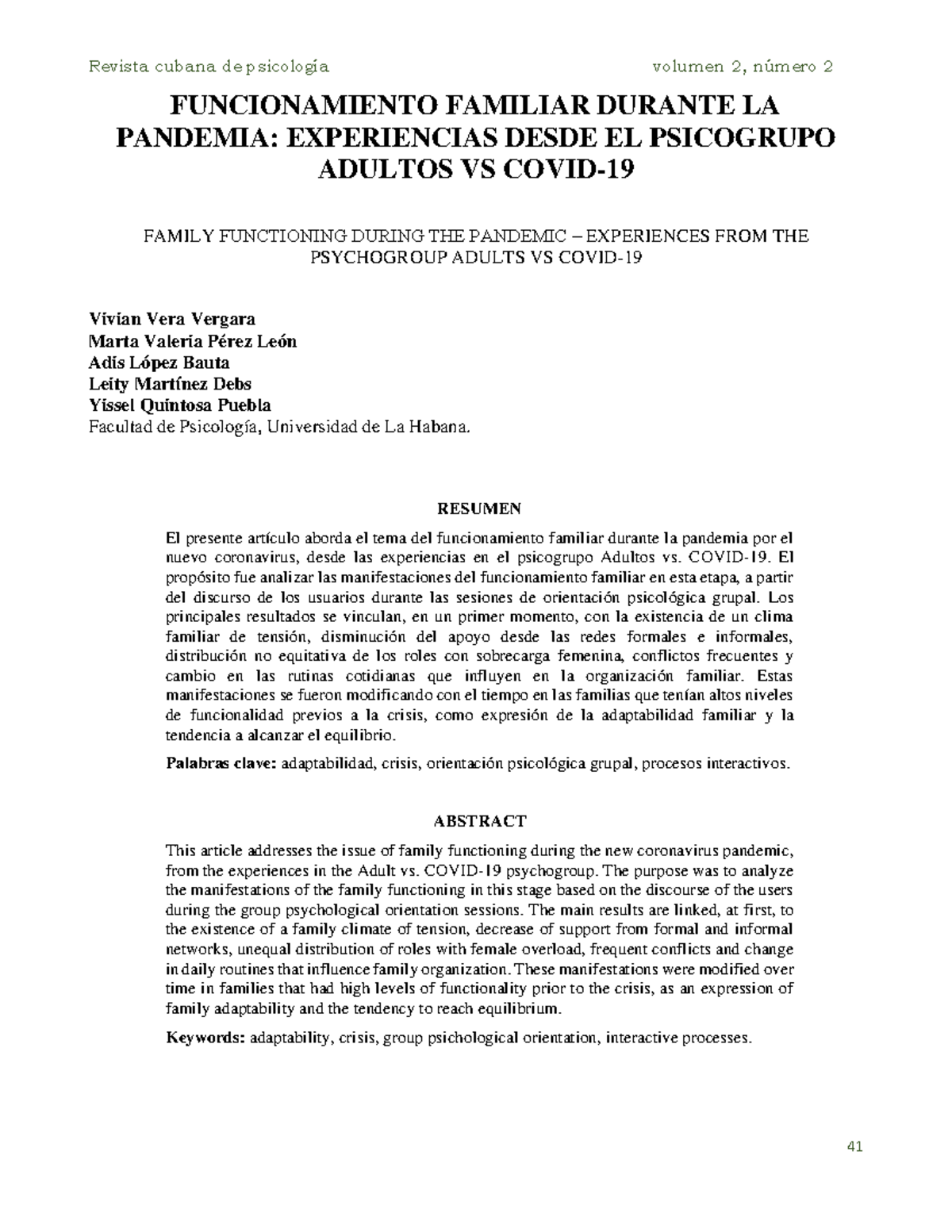 Funcionamiento+ Familiar+ Durante+LA+ Pandemia + Experiencias+ Desde ...