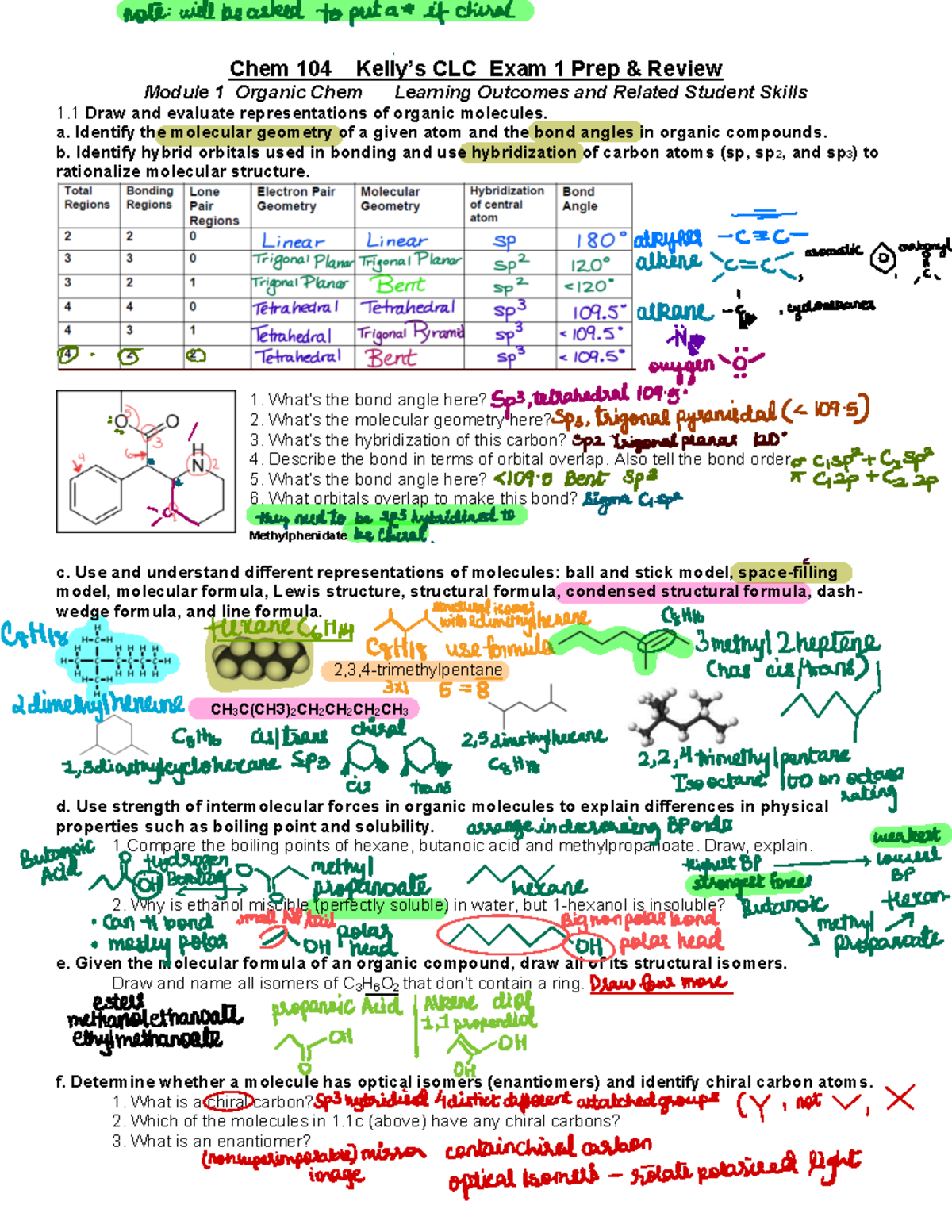 Chem 104 Exam Review - Chem 104 Kelly’s CLC Exam 1 Prep & Review Module ...