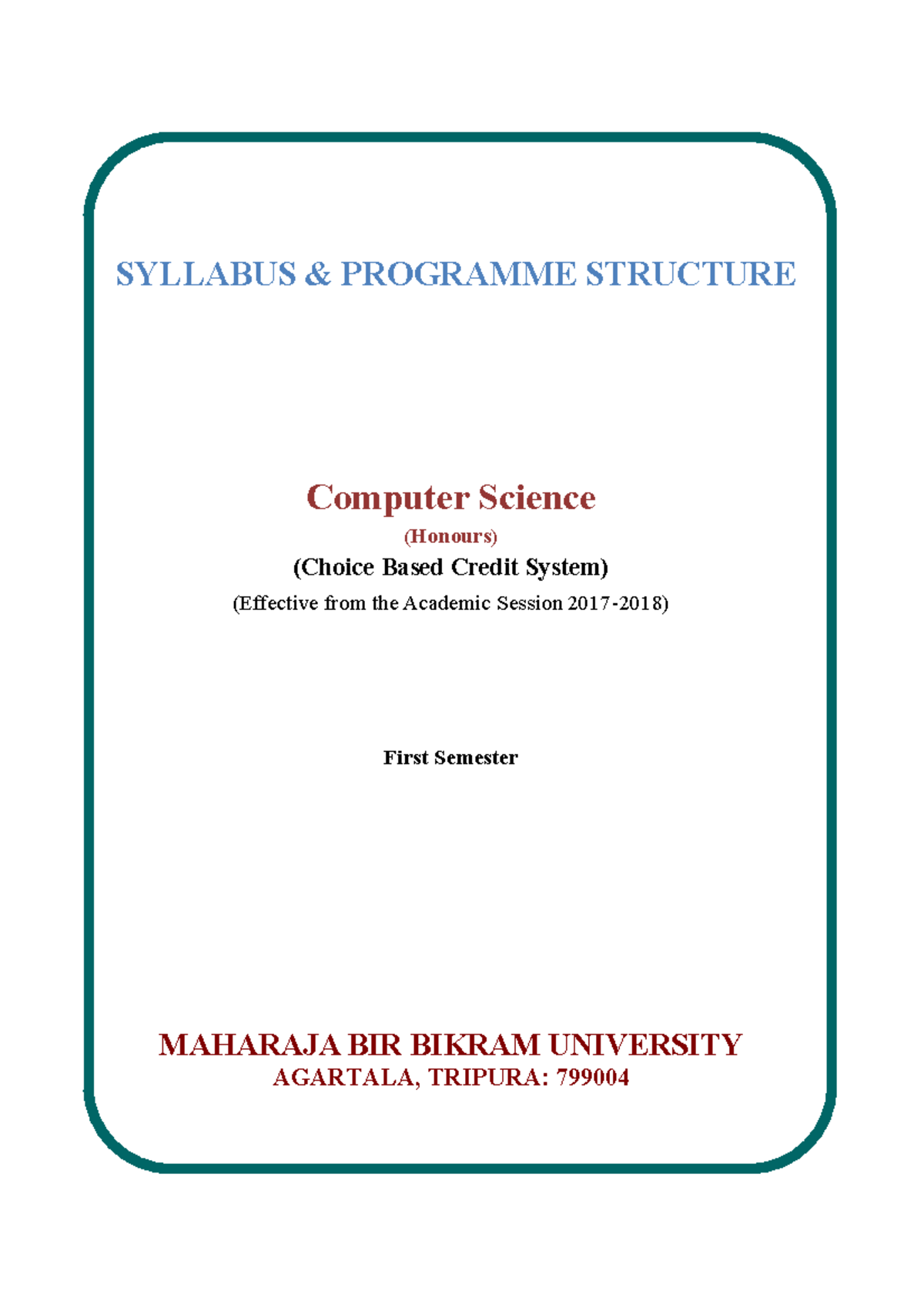 Computer 20Science 20Honours 20 20Semester 20 20I - SYLLABUS ...