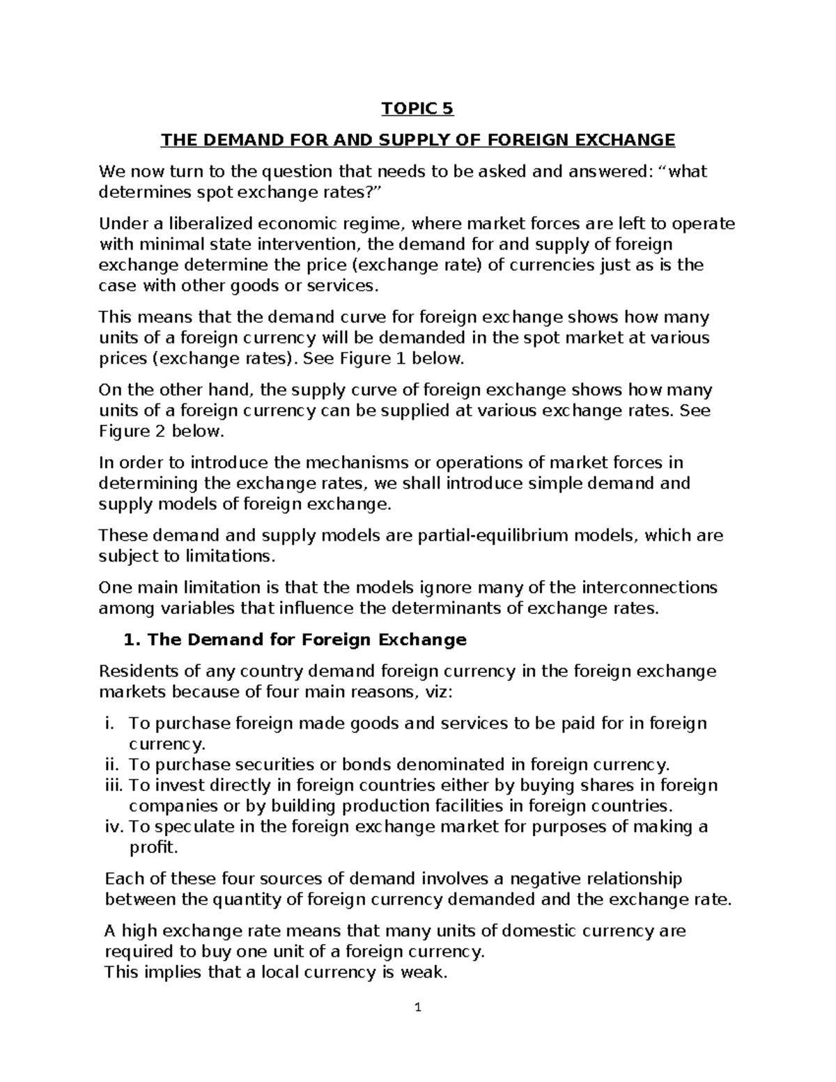 Topic 5 - Notes for reference - TOPIC 5 THE DEMAND FOR AND SUPPLY OF ...