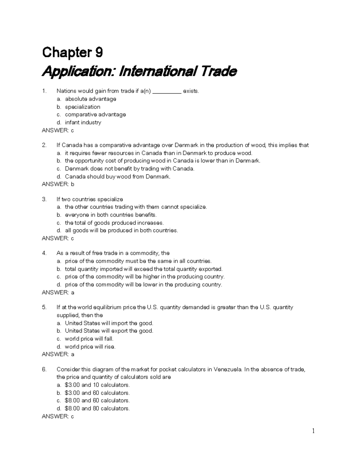 Basic C.09-International Trade - 1 Chapter 9 Application: International ...