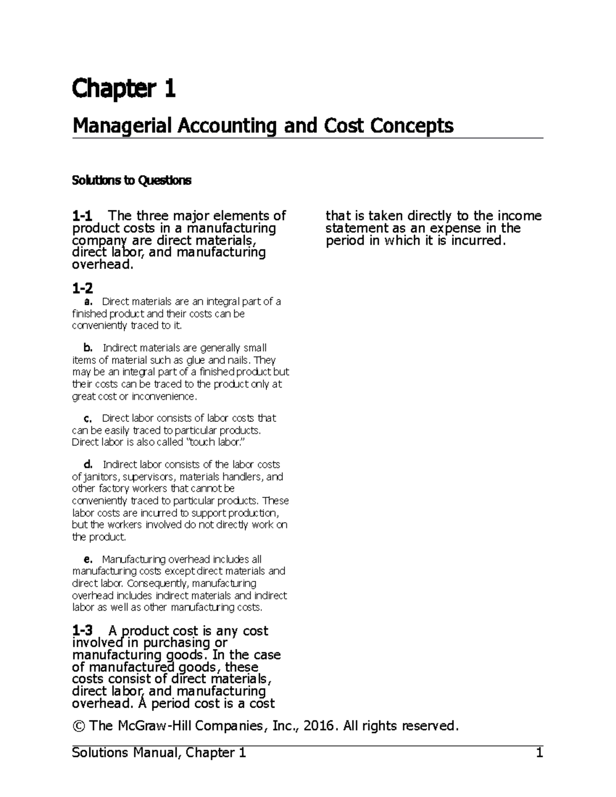 7e BGN CH01 SM - solution for managerial accouting - Chapter 1 ...