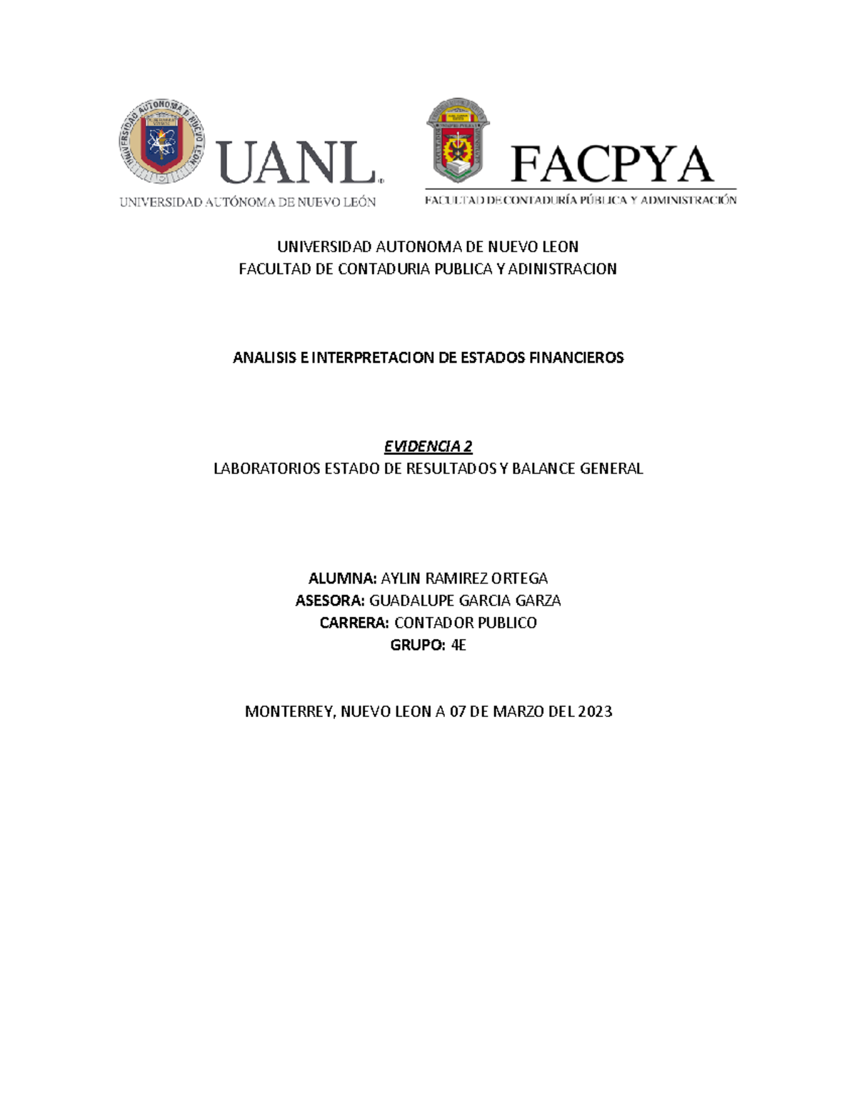Evidencia 2 Laboratorios 1 Y 2 - Analisis de Estados Financieros ...