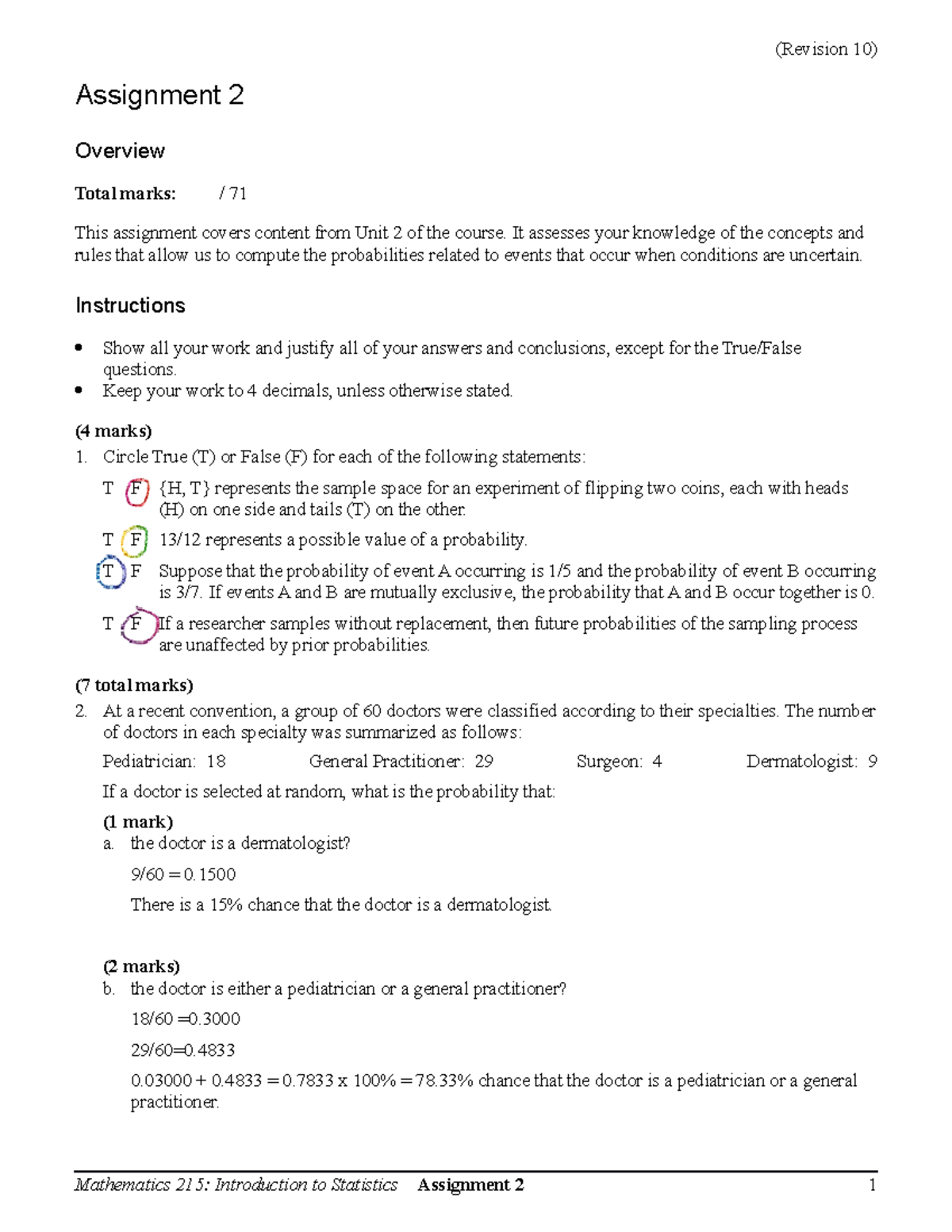 assignment 2 math class 10