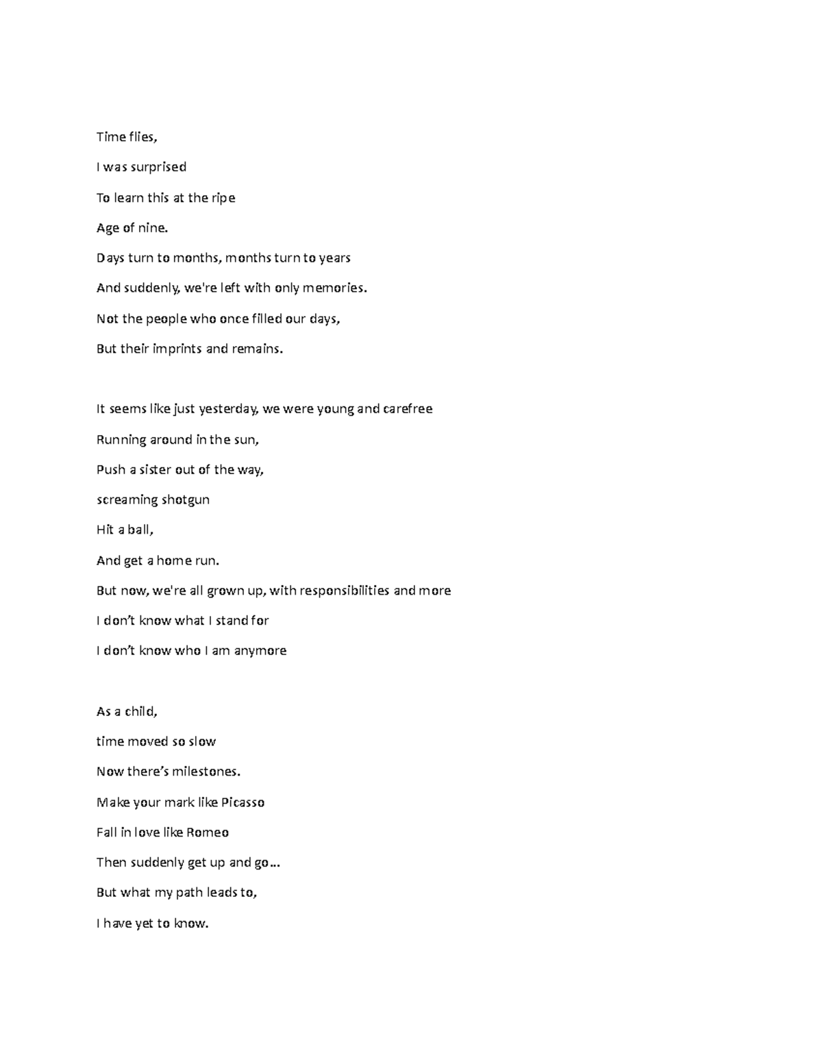 Type your poem here copy - Time flies, I was surprised To learn this at ...