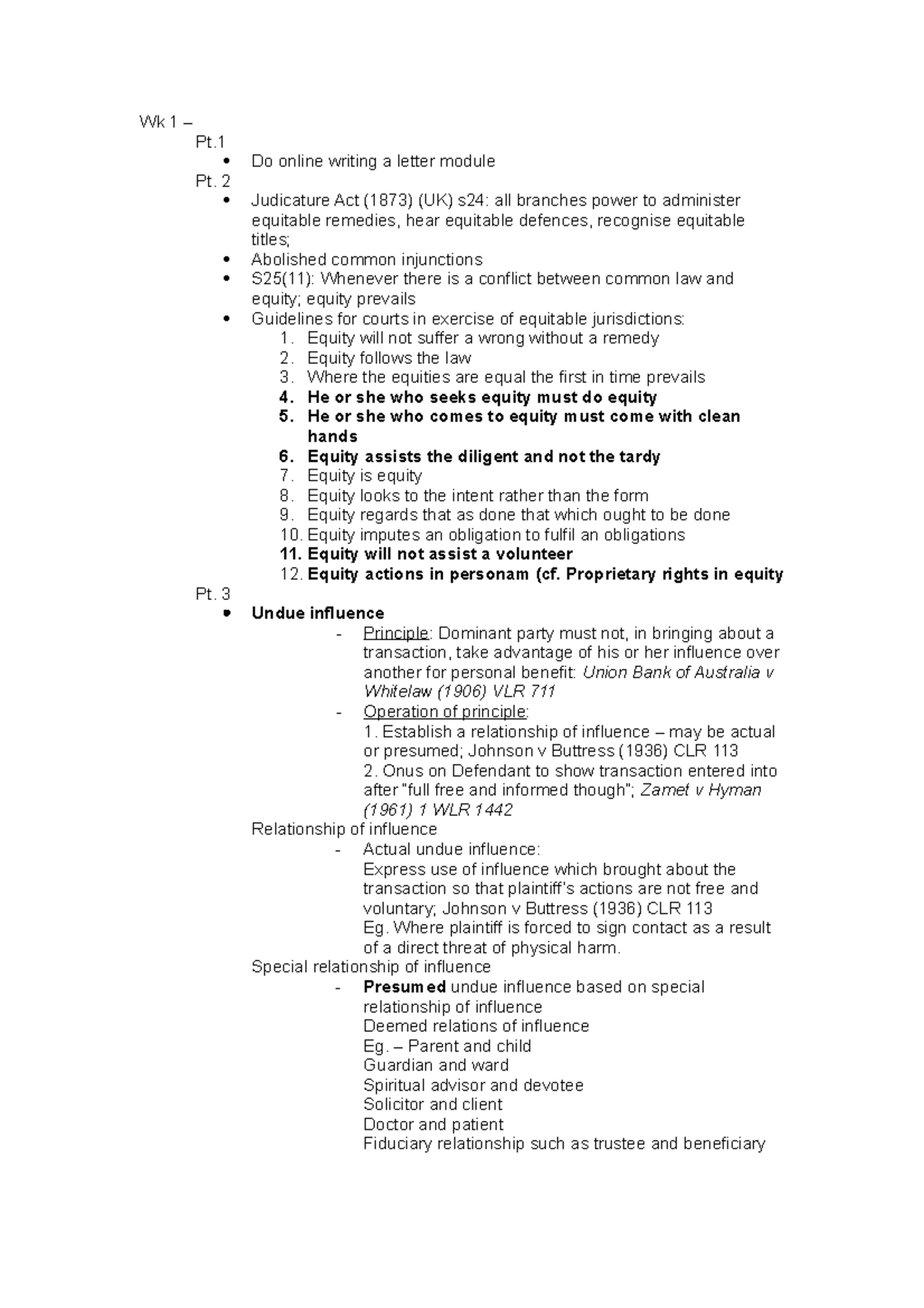 Equity and trusts lecture notes 1 - Wk 1 – Pt. Do online writing a ...