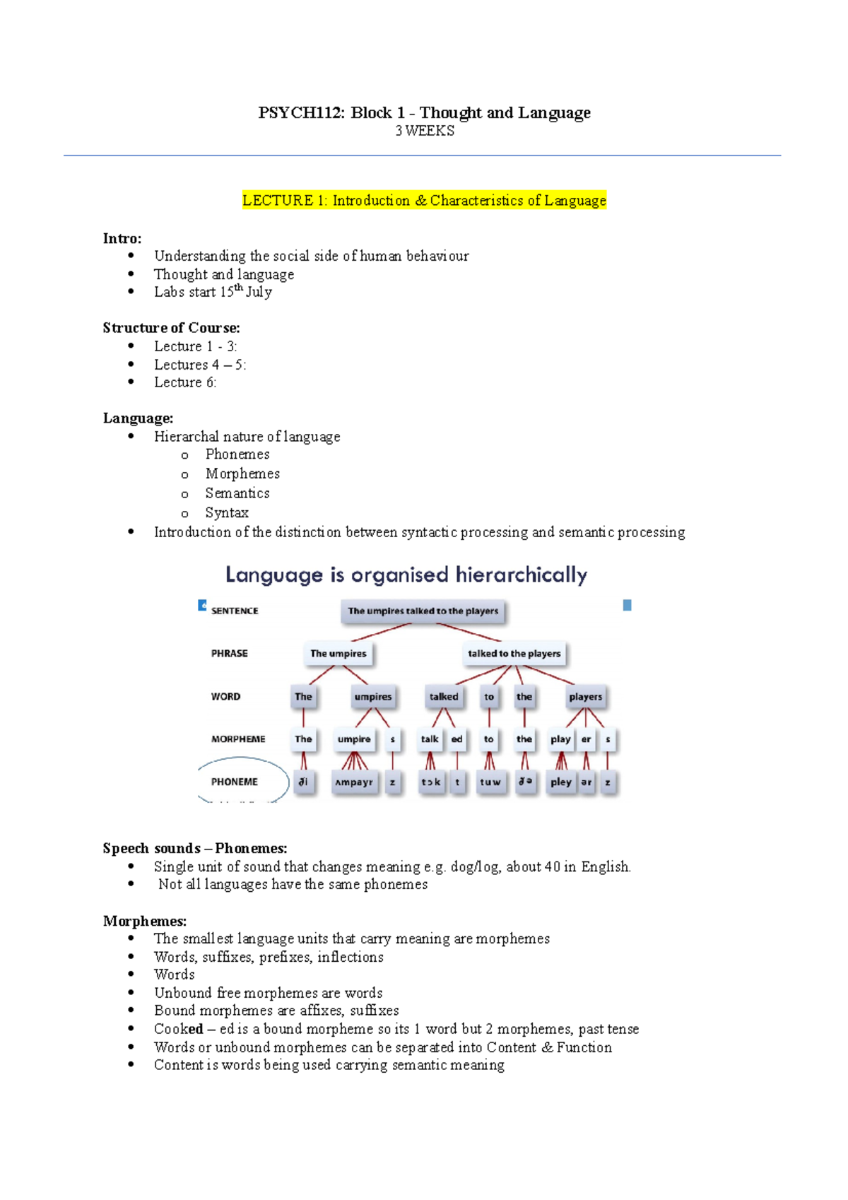 Psych 112 - Block 1 - Thought and Language Lecture Notes - PSYCH112 ...