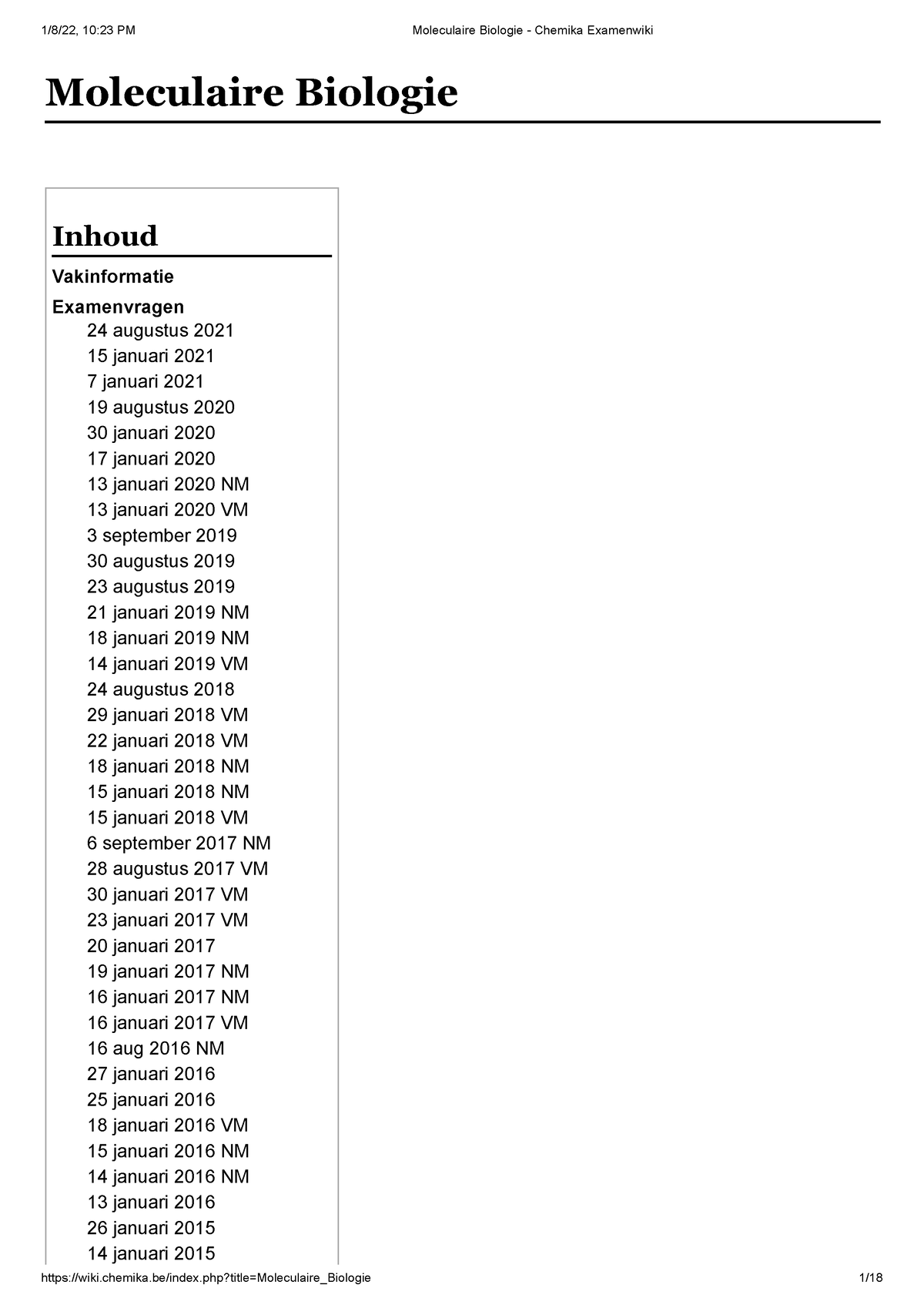 Moleculaire Biologie - Chemika Examenwiki - Moleculaire Biologie ...