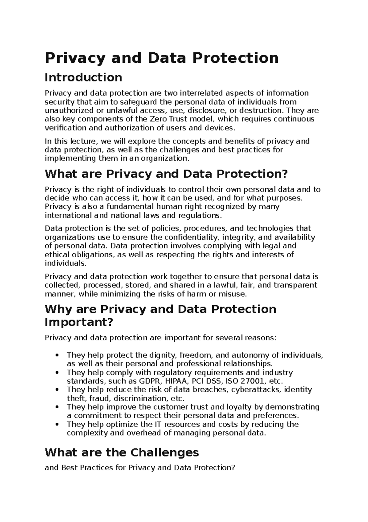 Privacy And Data Protection Privacy And Data Protection Introduction