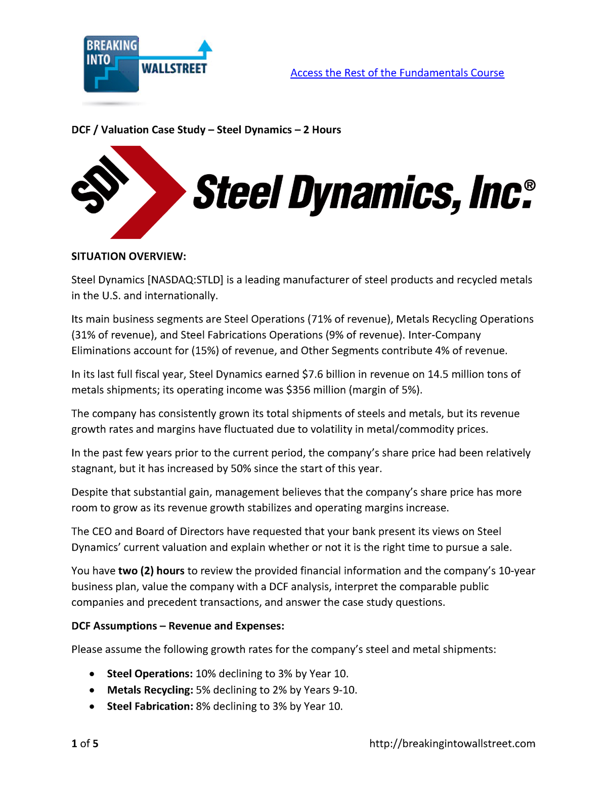 dcf valuation case study