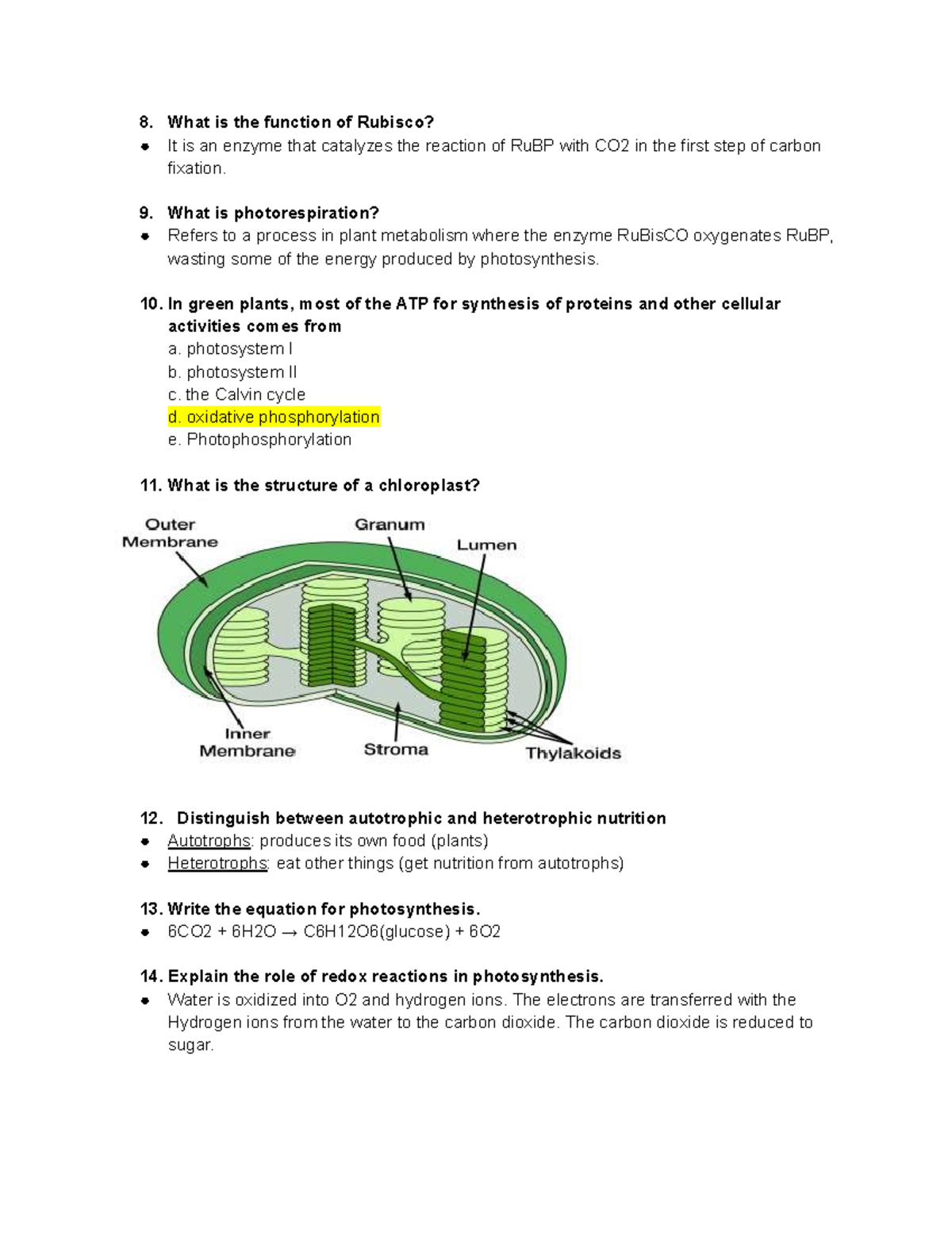 General Biology I Chapter 10 (Photosynthesis) part 2 - What is the ...