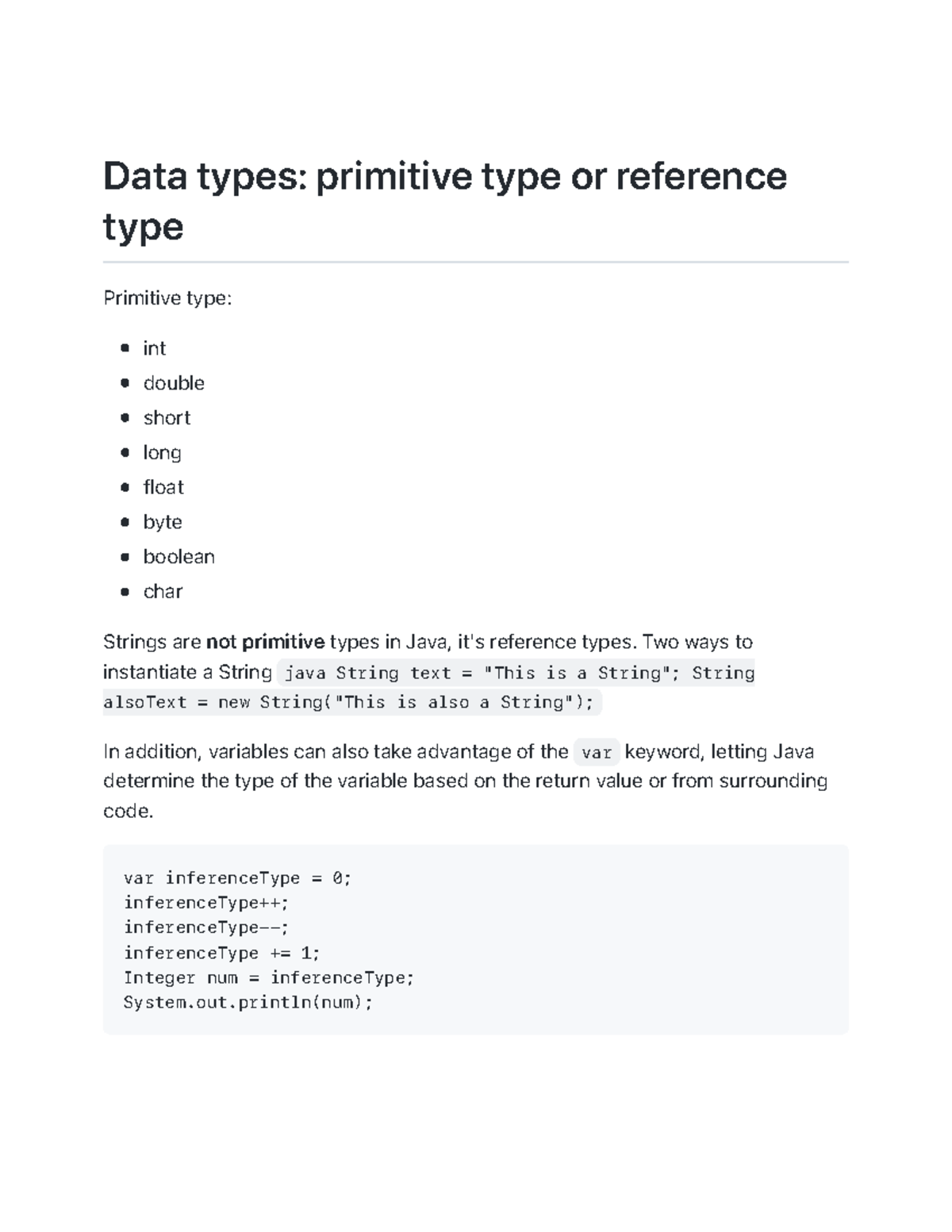 CS 180 Final Review - Data types: primitive type or reference type ...