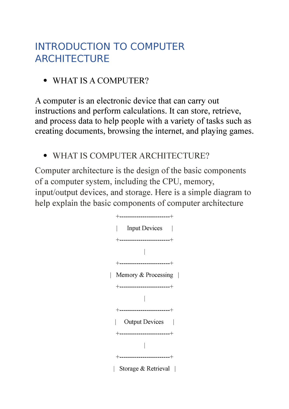 computer architecture essay introduction