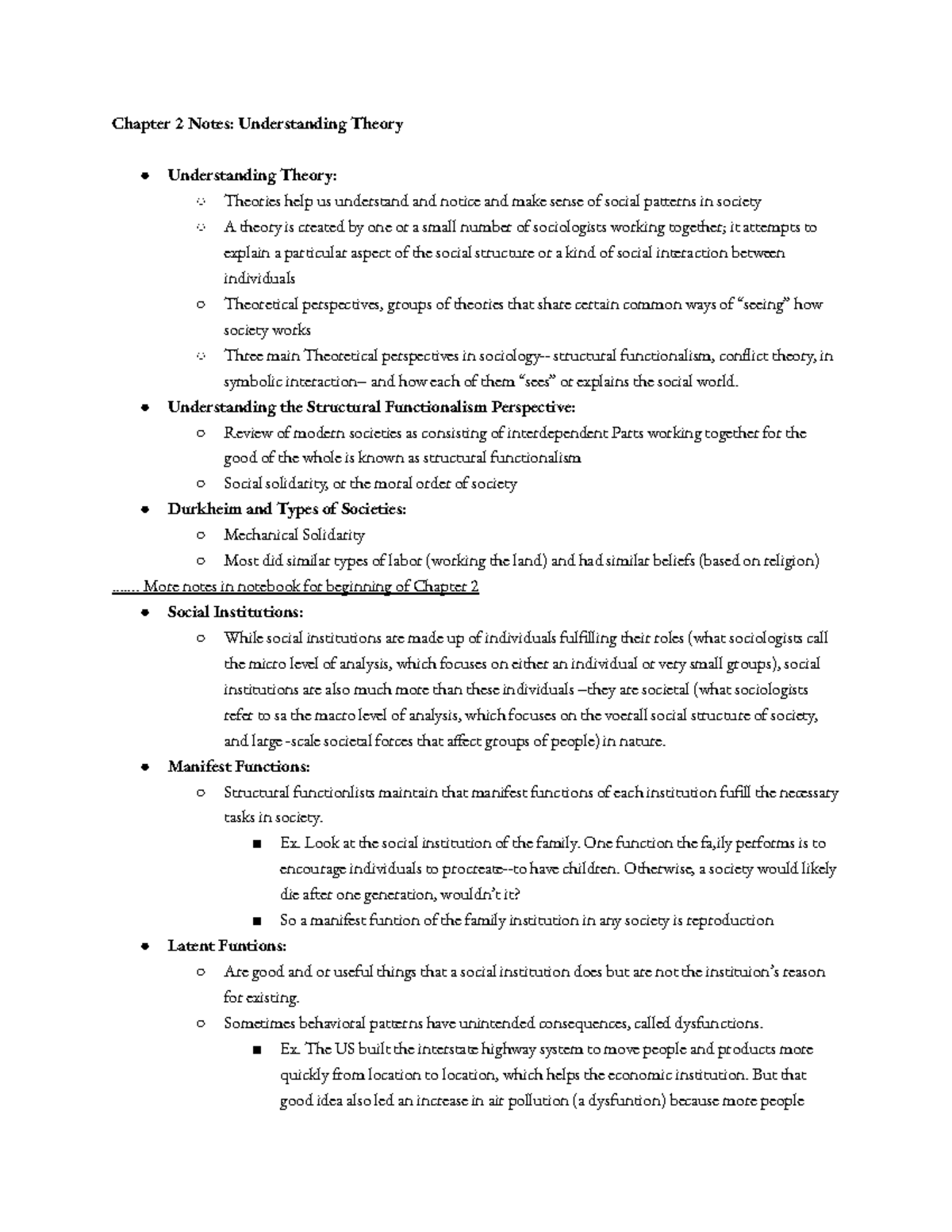 Chapter 2 Notes (Week 2) - Chapter 2 Notes: Understanding Theory ...