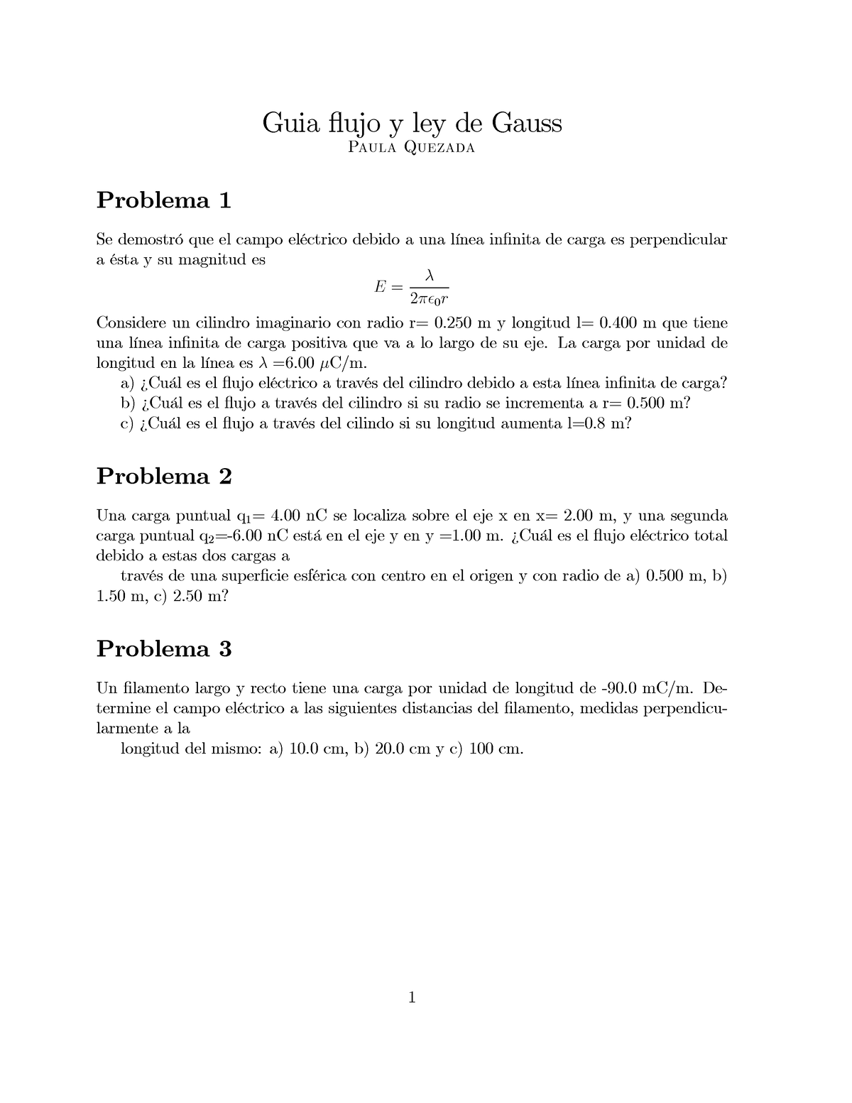 Guia Flujo Electrico Y Ley De Gauss - Guia áujo Y Ley De Gauss Paula ...