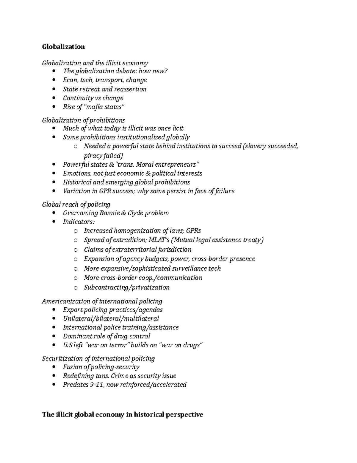 Week II - Lecture notes 4-7 - Globalization Globalization and the ...