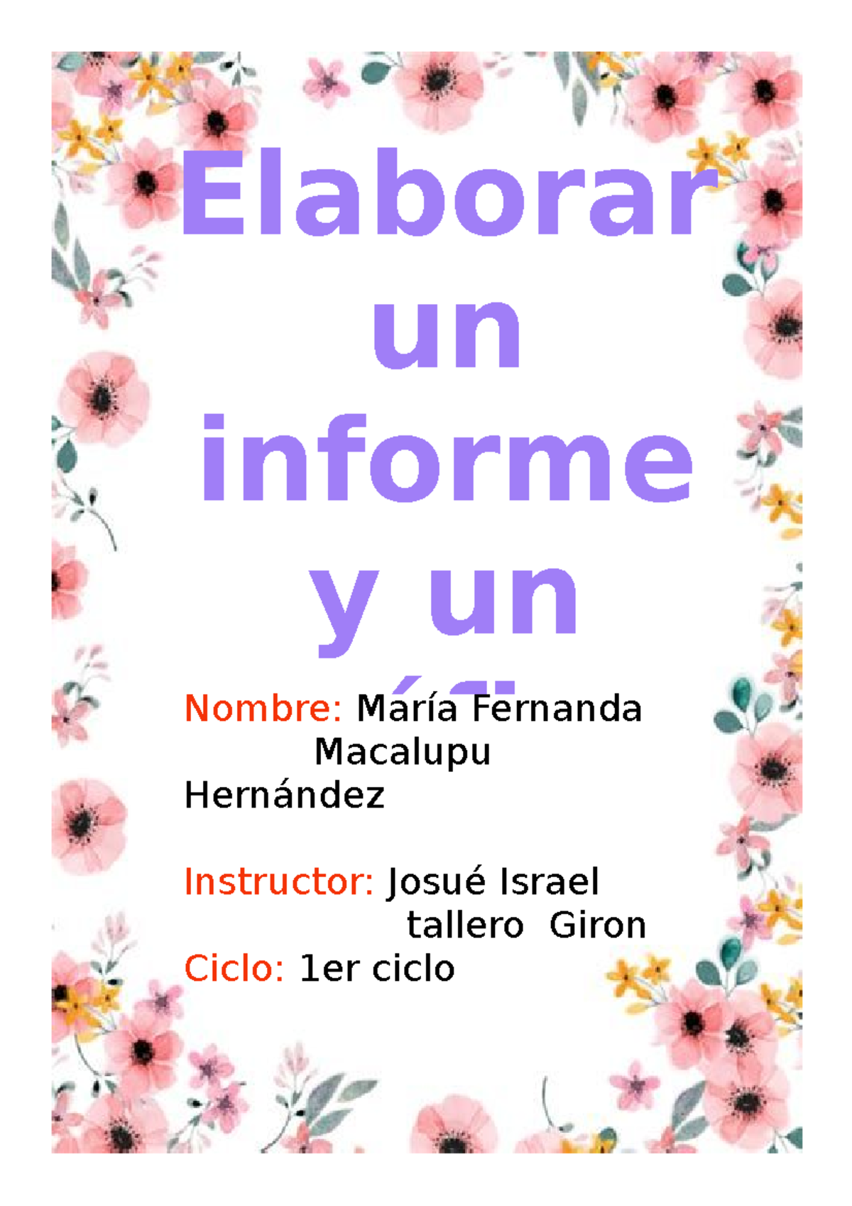 Informe Espero Te Ayude Suerte Informe Semanal N Nombre De La