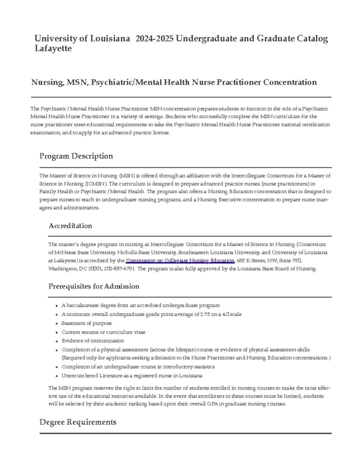 Program Nursing, MSN, Psychiatric Mental Health Nurse Practitioner ...