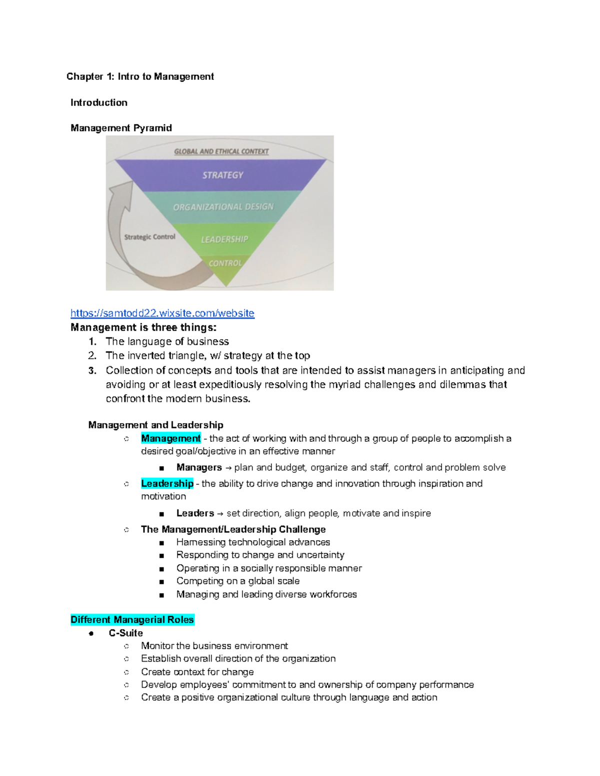 MGMT3000 Test 1 Notes[ 53] - Chapter 1: Intro To Management ...